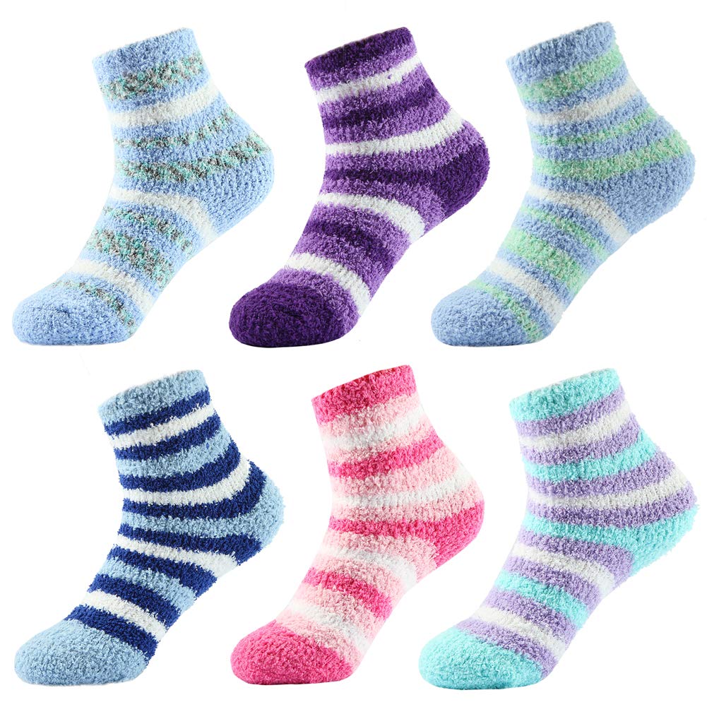 Cozy Women's & Girls' Fuzzy Grip Socks - Non-Slip Winter Slipper Socks for Shoe Size 6-10 | Warm House Socks for Indoor Comfort, Lounge Wear & Cold Weather
