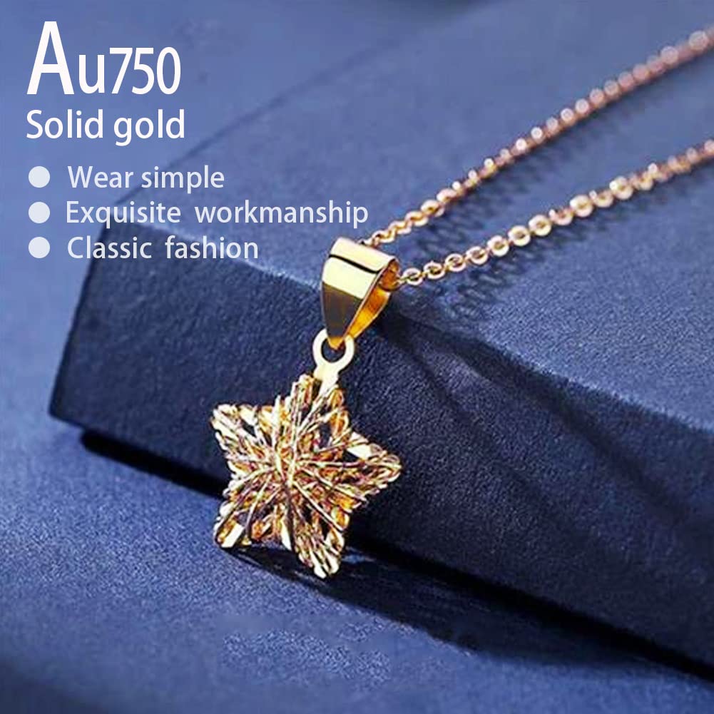 18K Solid Gold Necklace for Women - Real Gold Dainty Pendant Gift for Her, Wife, Mom - Certified Pure Gold Jewelry for Birthday, Wedding, Prom - 16 to 18 Inch - Perfect for Everyday Wear & Special Occasions