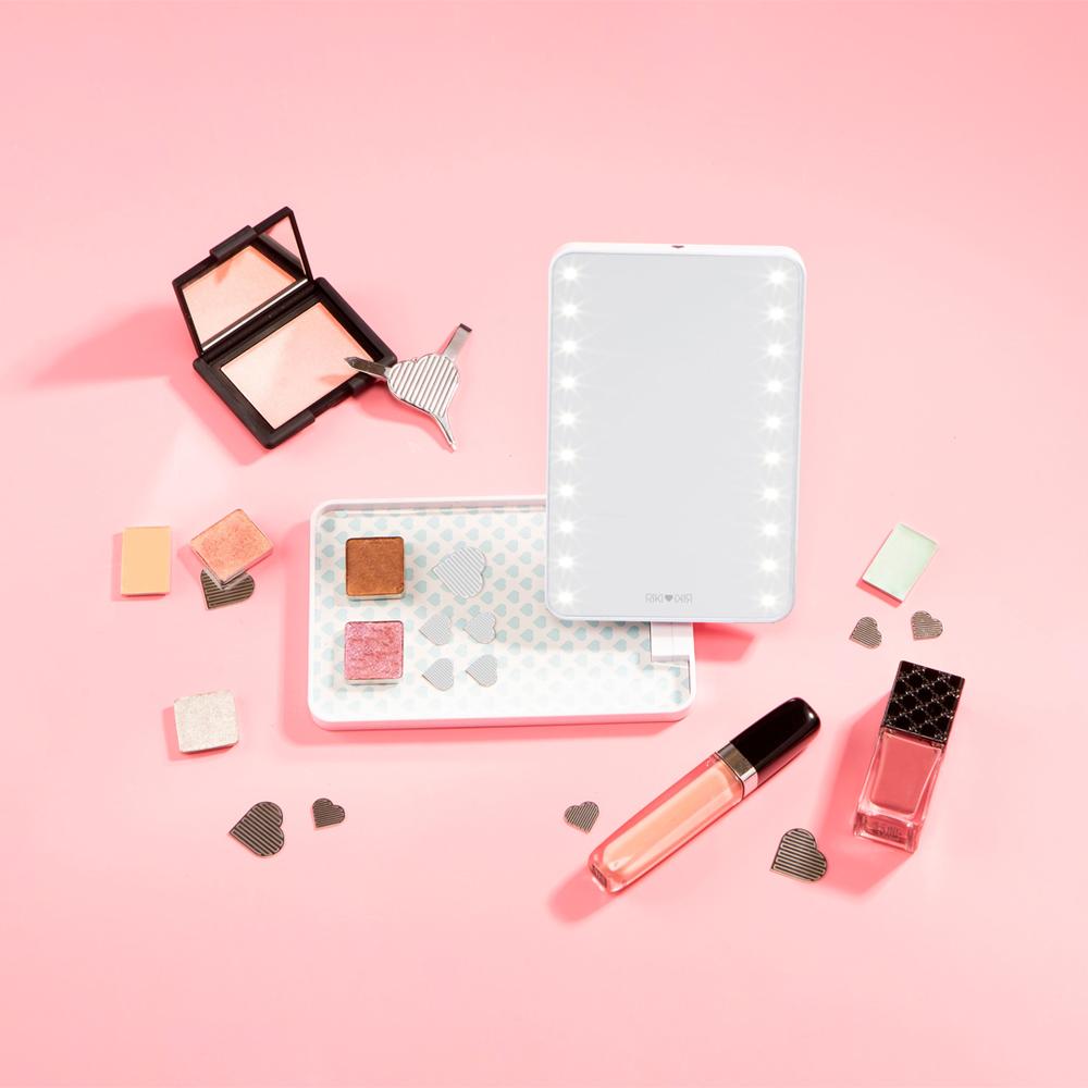 Glamcor Riki Colorful LED Makeup Mirror with 10X Magnification - Hollywood Vanity Mirror for Professional Makeup, Skincare & Beauty - Perfect for Home, Salon & Travel Use
