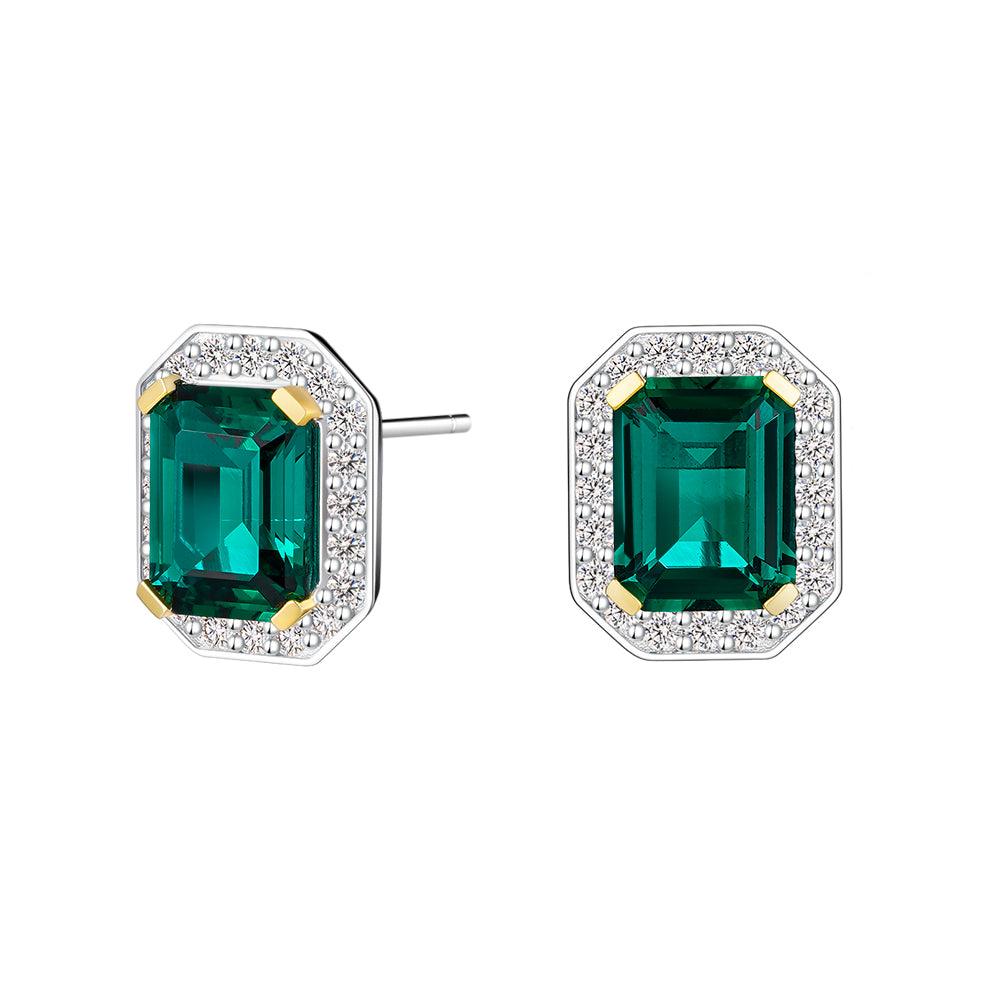 6 Ctw Genuine Emerald Cut Emerald Stud Earrings with Moissanite Pave Halo - Elegant Jewelry for Weddings, Parties & Special Occasions