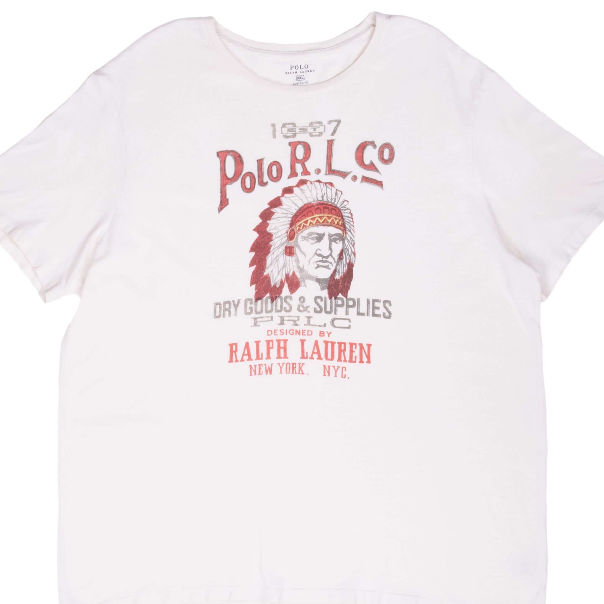 POLO RALPH LAUREN Native American Chief Graphic White T-Shirt 2XL - Casual Cotton Tee for Men, Perfect for Everyday Wear & Street Style
