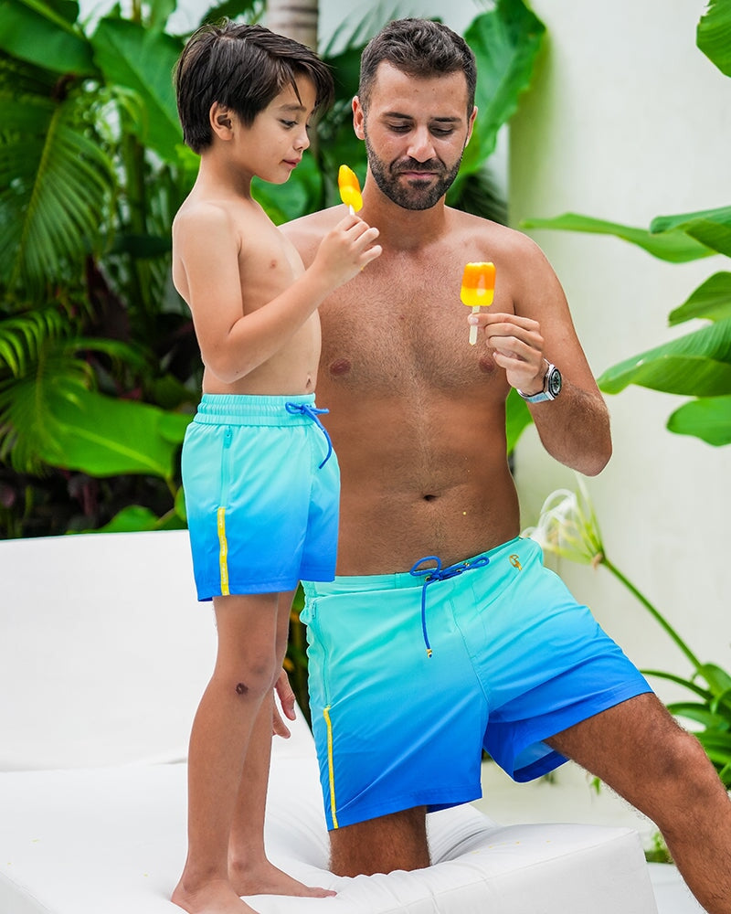 Boys' & Girls' Faded Ocean Print Kids Shorts - Soft Cotton Summer Play Shorts for Outdoor Activities & Beach Fun