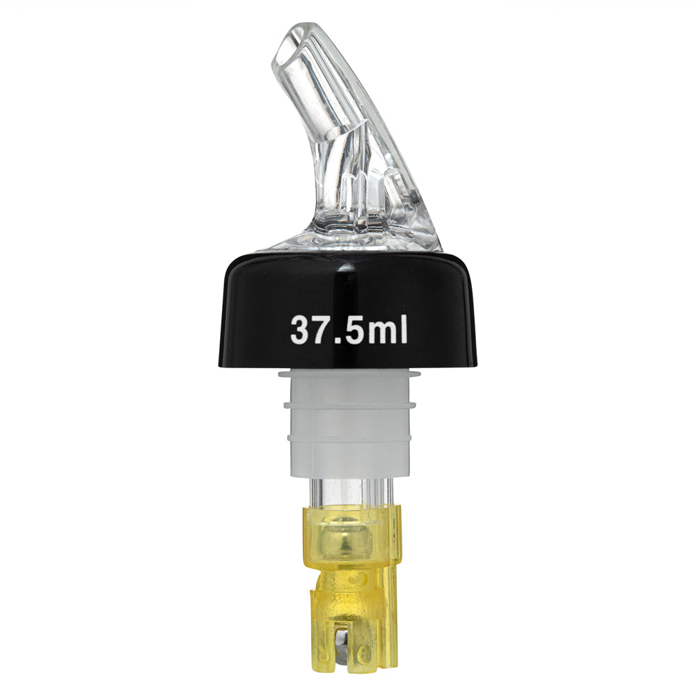 1.5 oz Yellow Plastic Measured Liquor Pourer with Collar & Clear Spout - 50 Count Box - Perfect for Bars, Restaurants & Home Cocktail Making