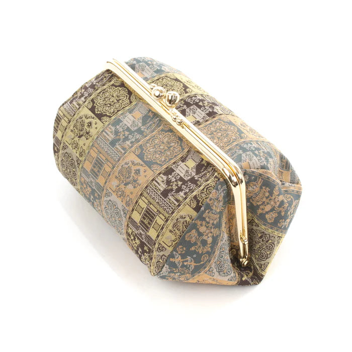 Nishijin Woven Small Pouch - Wildlife & Floral Design | Handmade in Kyoto Japan | Cosmetic Bag, Makeup Pouch, Japanese Gamaguchi Purse | Perfect for Travel Toiletry Organizer, Stationery Storage & Bag-in-Bag Organization | Ideal for Daily Use, Gift Giving & Japanese Culture Enthusiasts