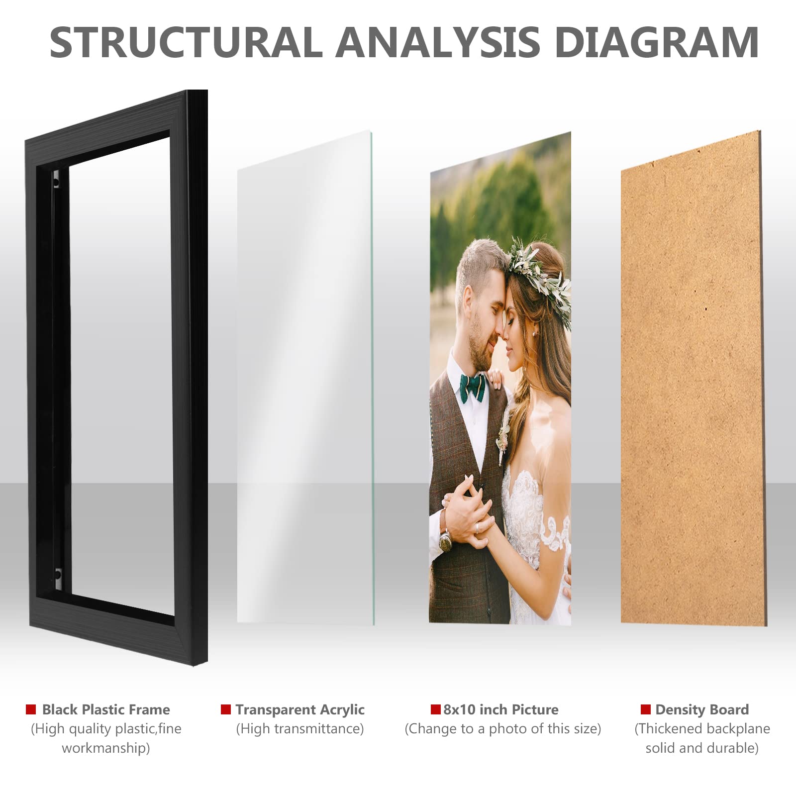PECULA 2 Pack 8x10 Black Picture Frames - Wall Mount & Tabletop Photo Frames with Clear Glass Display - Perfect for Home Decor, Office, Gallery & Gift Giving