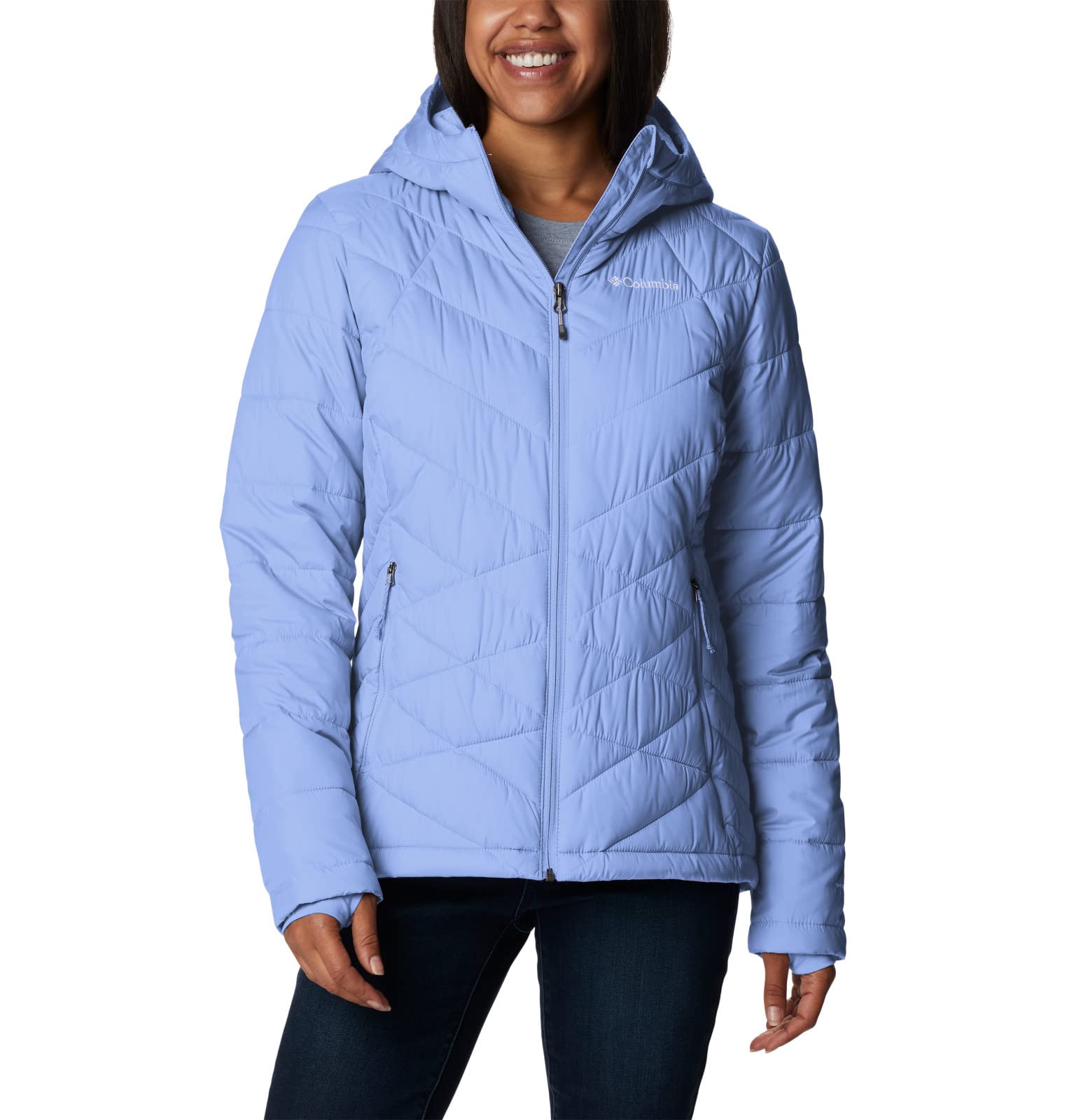 Columbia Women's Heavenly Hooded Jacket - Lightweight Waterproof Windbreaker for Hiking, Camping & Outdoor Activities | Warm Fleece Lined Winter Coat for Cold Weather