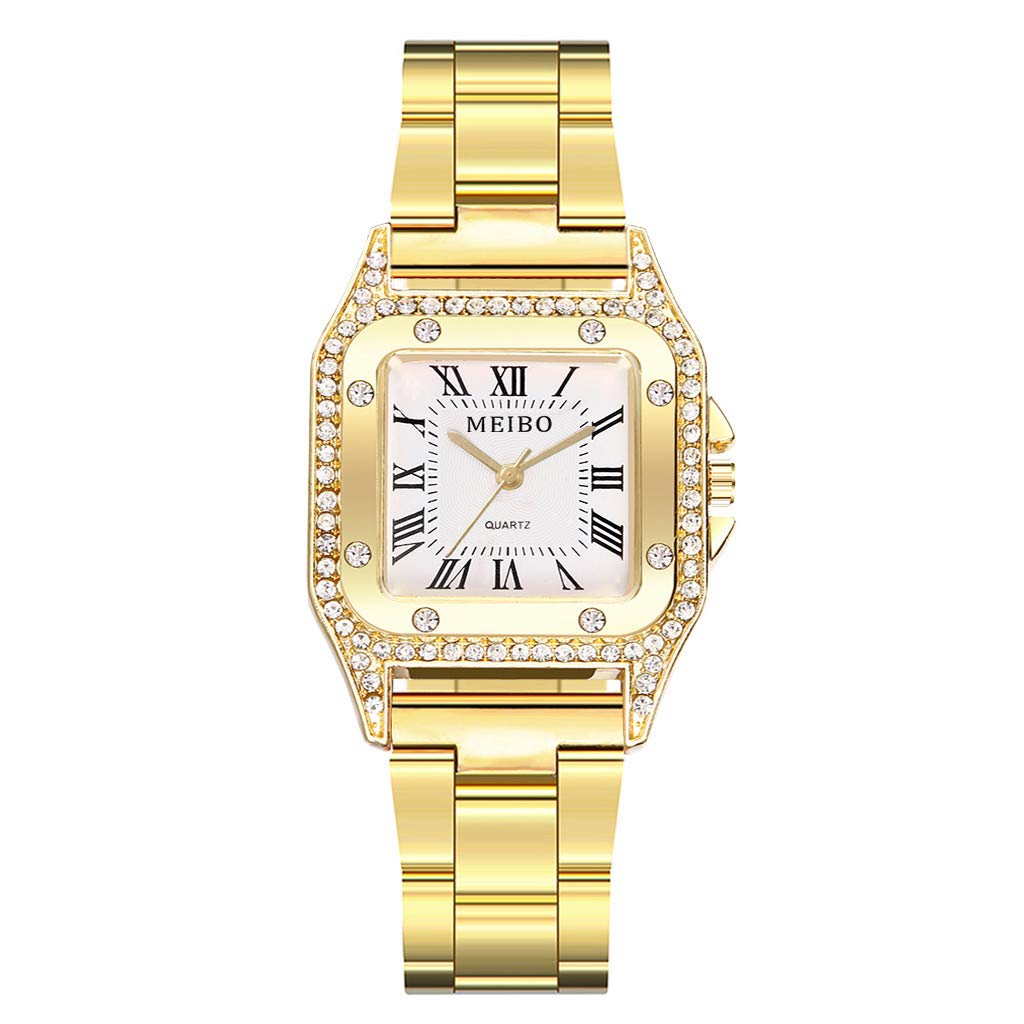 Luxury Women's Analog Watch with Diamond & Roman Numerals for Elegant Outfits