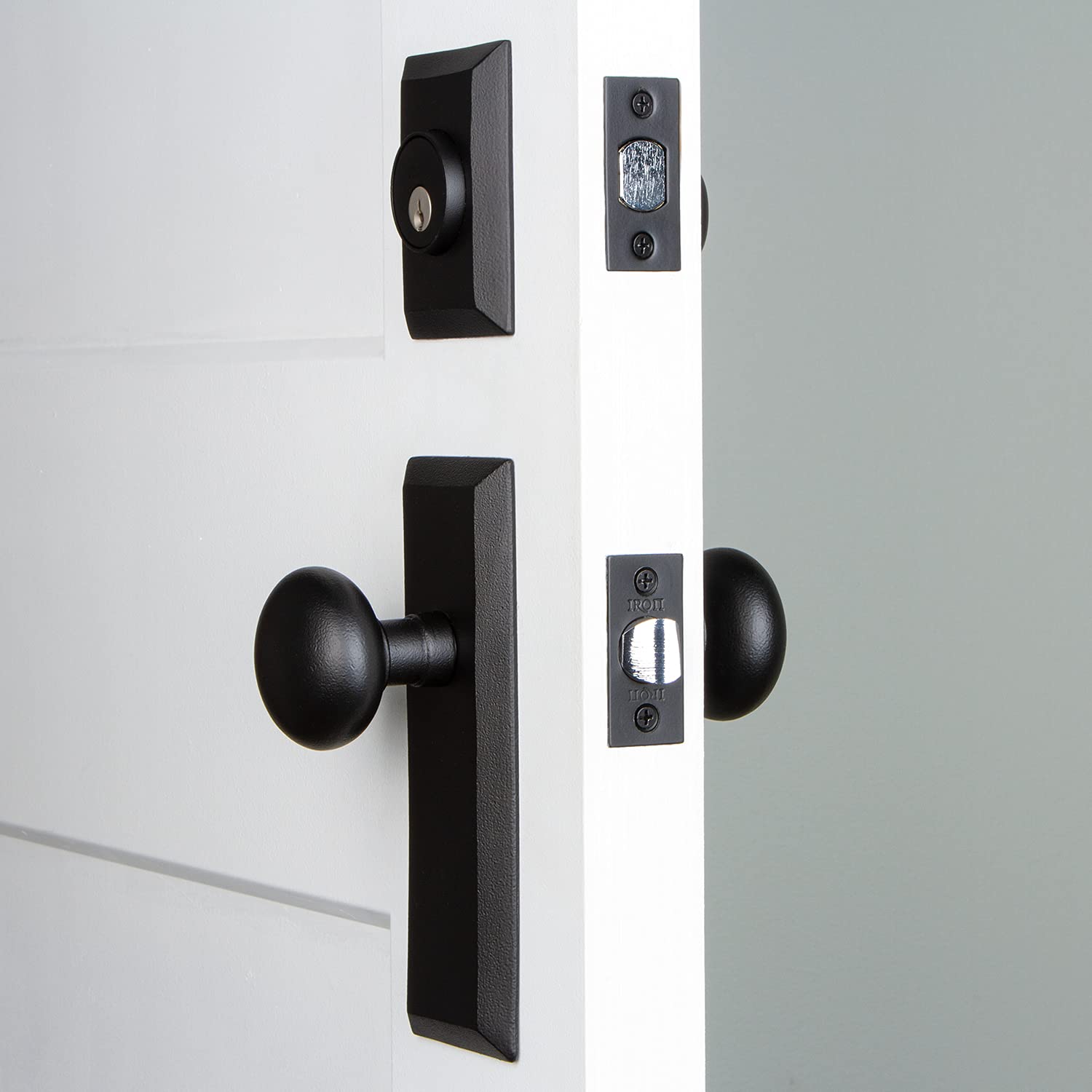 657337 Black Iron Plate Keep Knob Combo Pack - 2.375