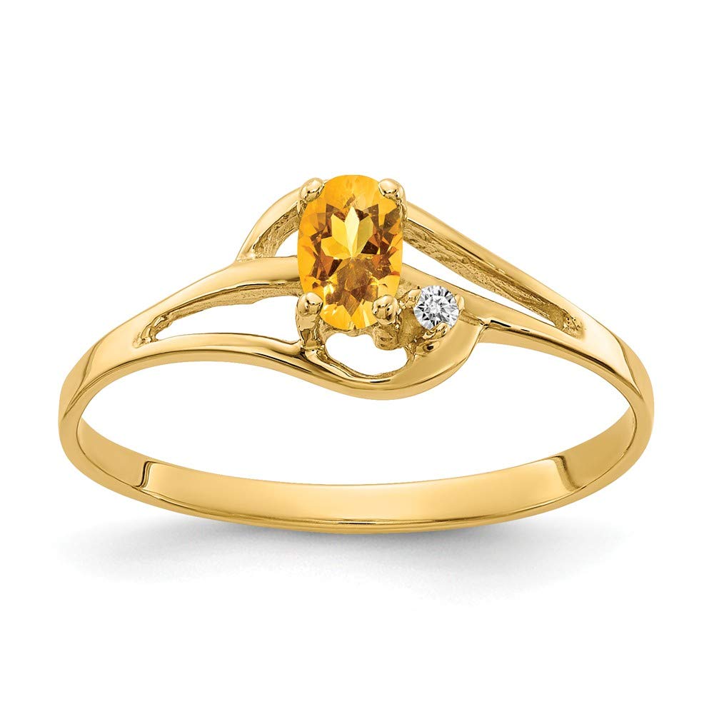 14k Yellow Gold Citrine Diamond Ring for November Birthstone & Engagement