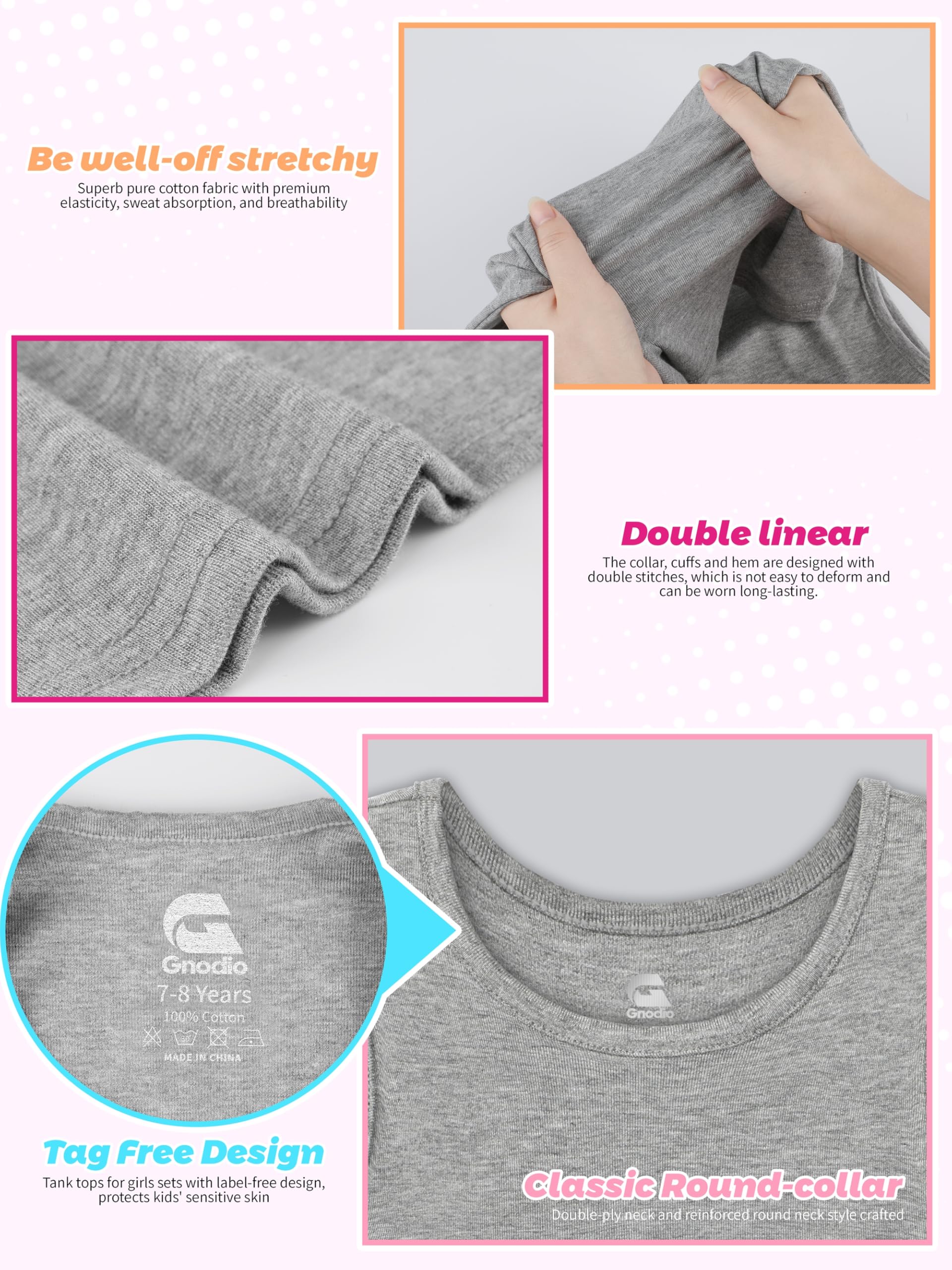 4 Pack Girls Tank Tops - Sleeveless Cotton Racerback Undershirts for Dance, Gymnastics & Ballet | Soft Breathable Crop Tops for Kids & Teens | Perfect for Sports, Practice & Summer Outfits