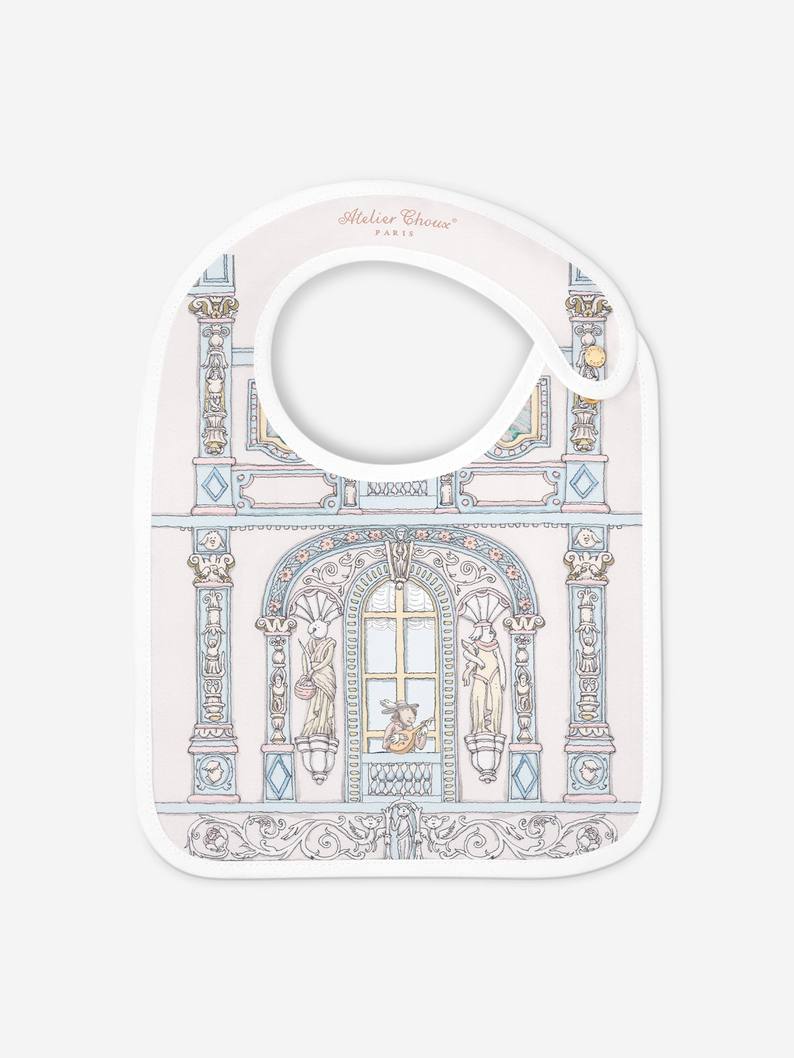 Atelier Choux Baby Boys Château Choux™ Satin Bib in Blue - Premium Soft Drool Bib for Infants, Perfect for Feeding & Playtime