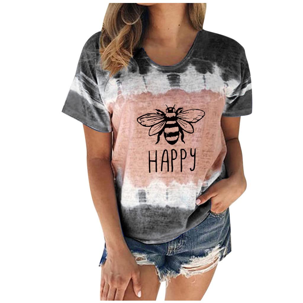 Women's Casual T-Shirts - Summer Cute Printed Tee, Loose Fit Plus Size Short Sleeve Blouse, Sexy & Comfortable Tunic Top for Everyday Wear, Outings, and Date Nights