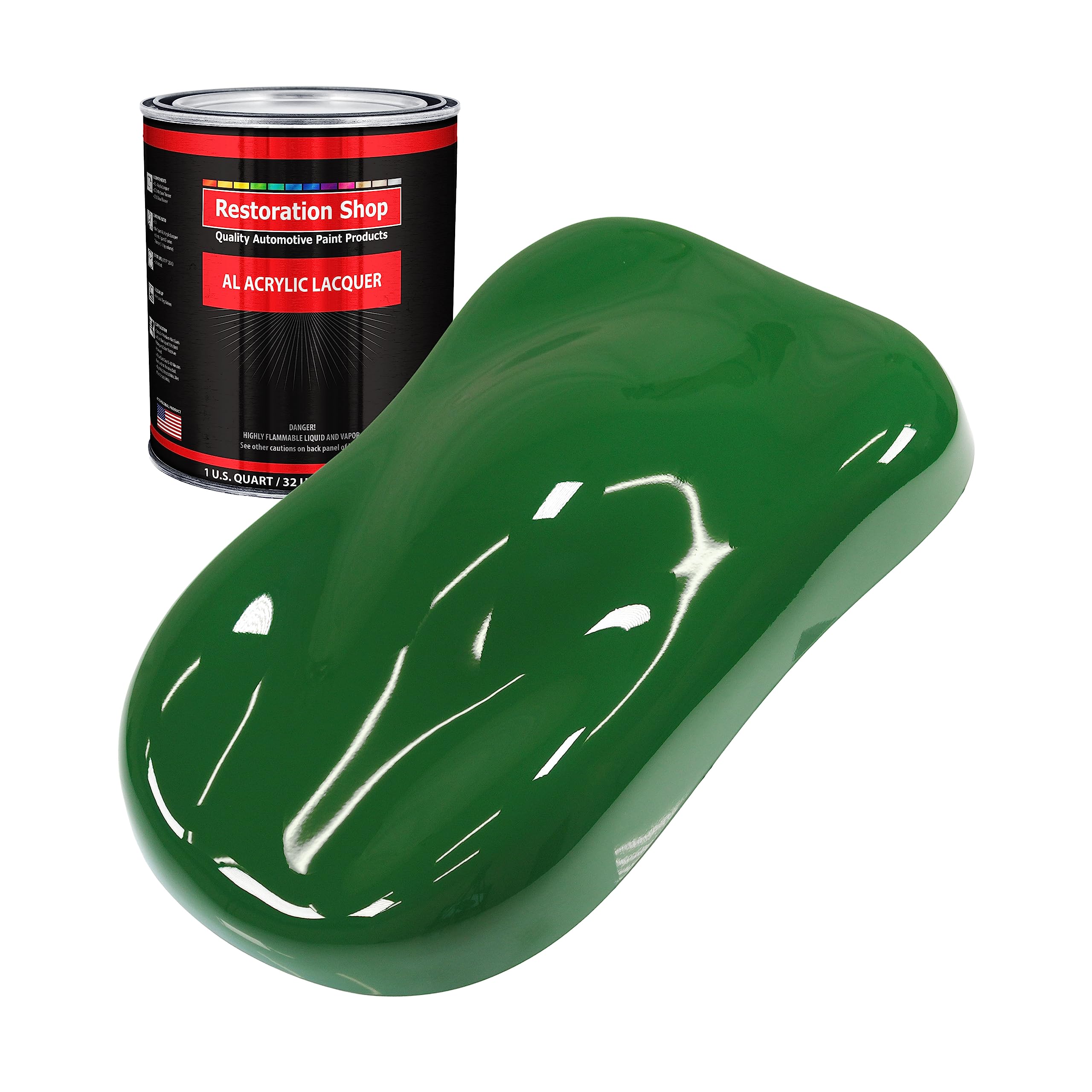 Restoration Shop - Emerald Green Acrylic Lacquer Auto Paint (1 Quart) - Professional Gloss Finish for Cars, Trucks, Guitars & Furniture - Perfect for Automotive Refinishing & DIY Restoration Projects