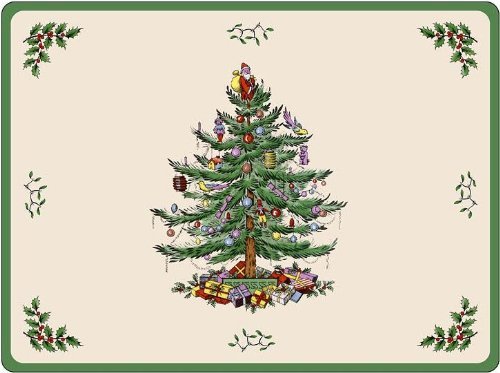 Spode Christmas Tree Placemats Set of 6 - Festive Holiday Dinnerware for Christmas Table Decorations & Dining