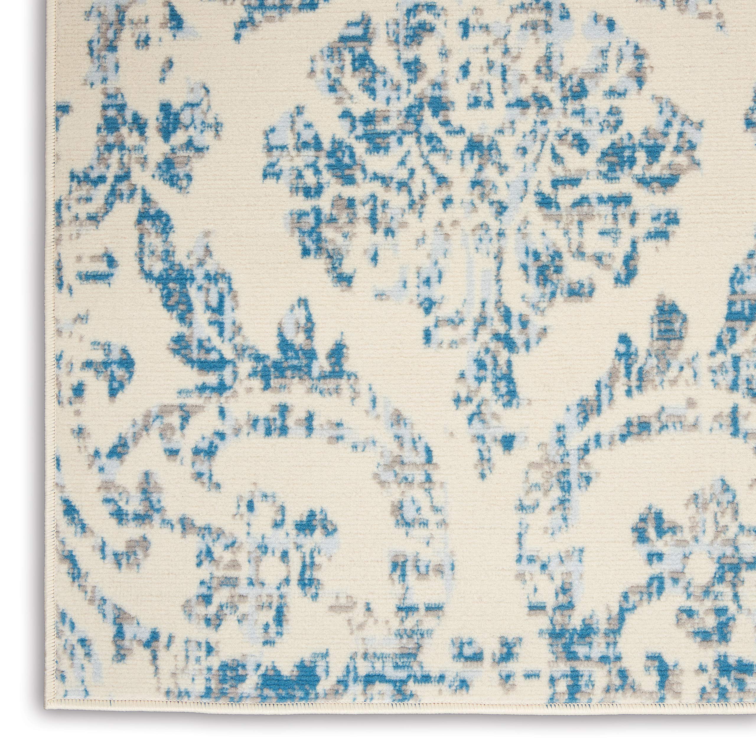 Nourison Jubilant Damask Ivory/Blue 5'3