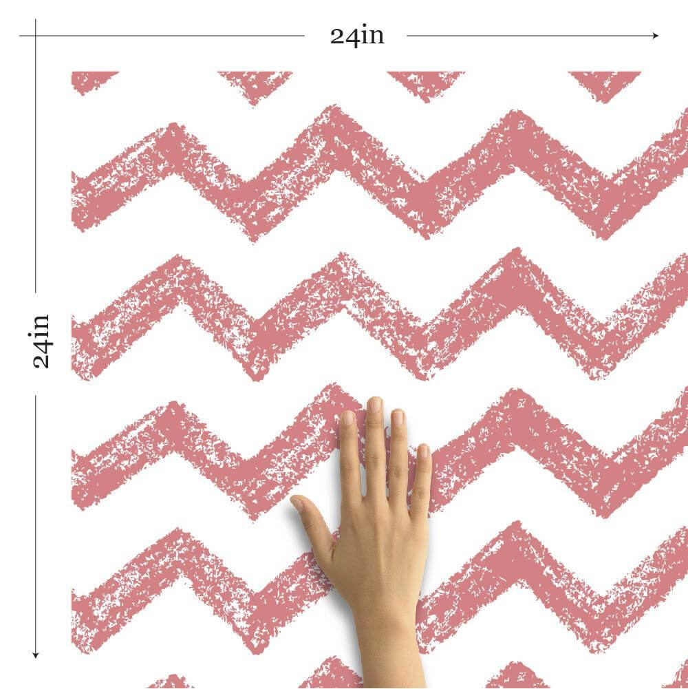 Red and White Chevron Geometric Peel and Stick Removable Wallpaper - Self-Adhesive Decorative Wall Covering for Bedroom, Living Room, Nursery & Office Decor - 360b