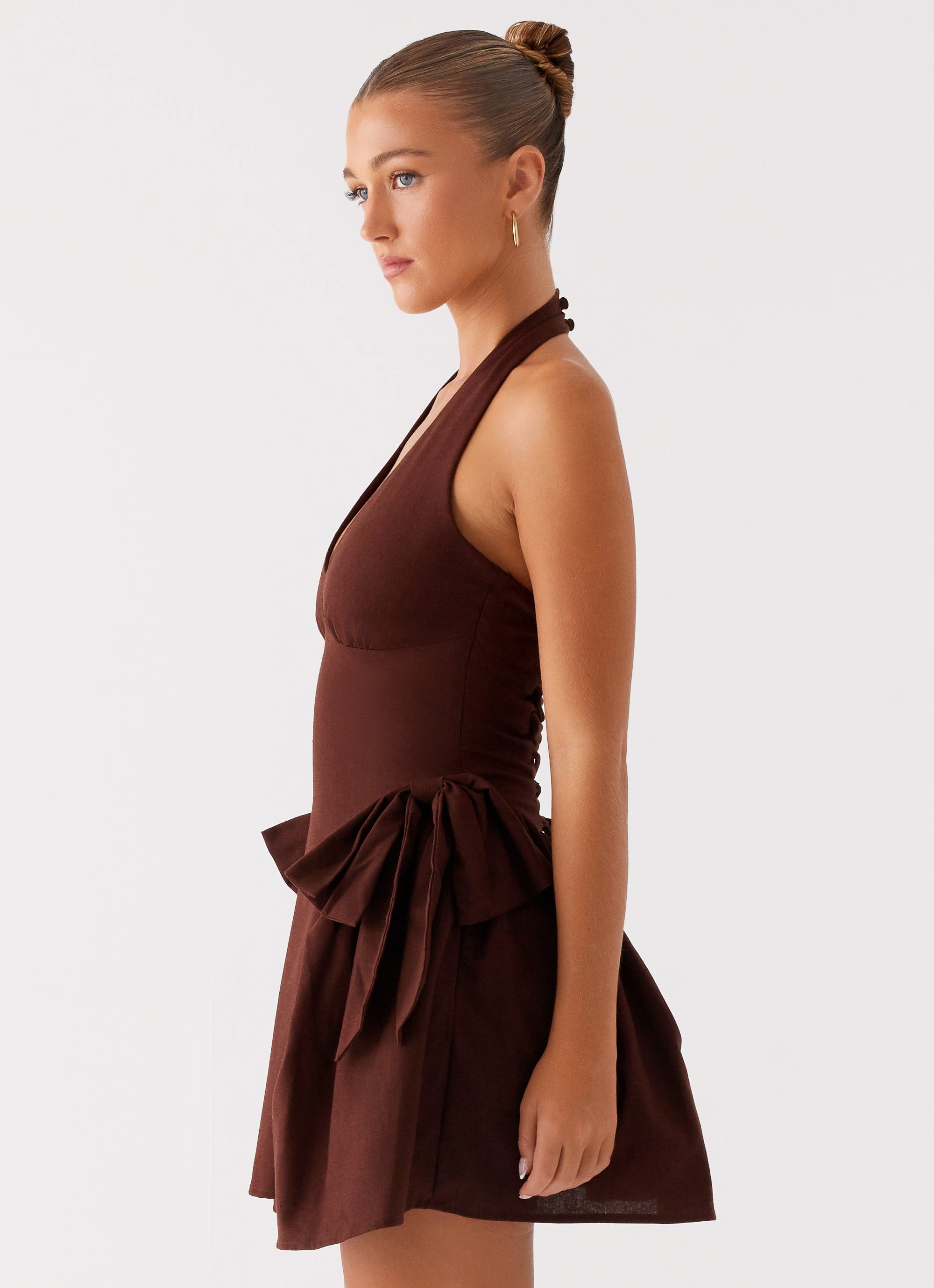 Avalo Mini Dress in Chocolate - Elegant & Comfortable Women's Casual Dress for Parties, Dates & Everyday Wear