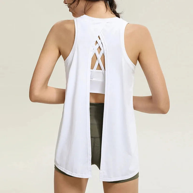 2024 Women's Sleeveless Running Vest - Breathable Summer Workout Top for Jogging, Gym, Yoga & Fitness - Lightweight Moisture-Wicking Activewear with Fashionable Back Design for Outdoor Sports & Daily Wear