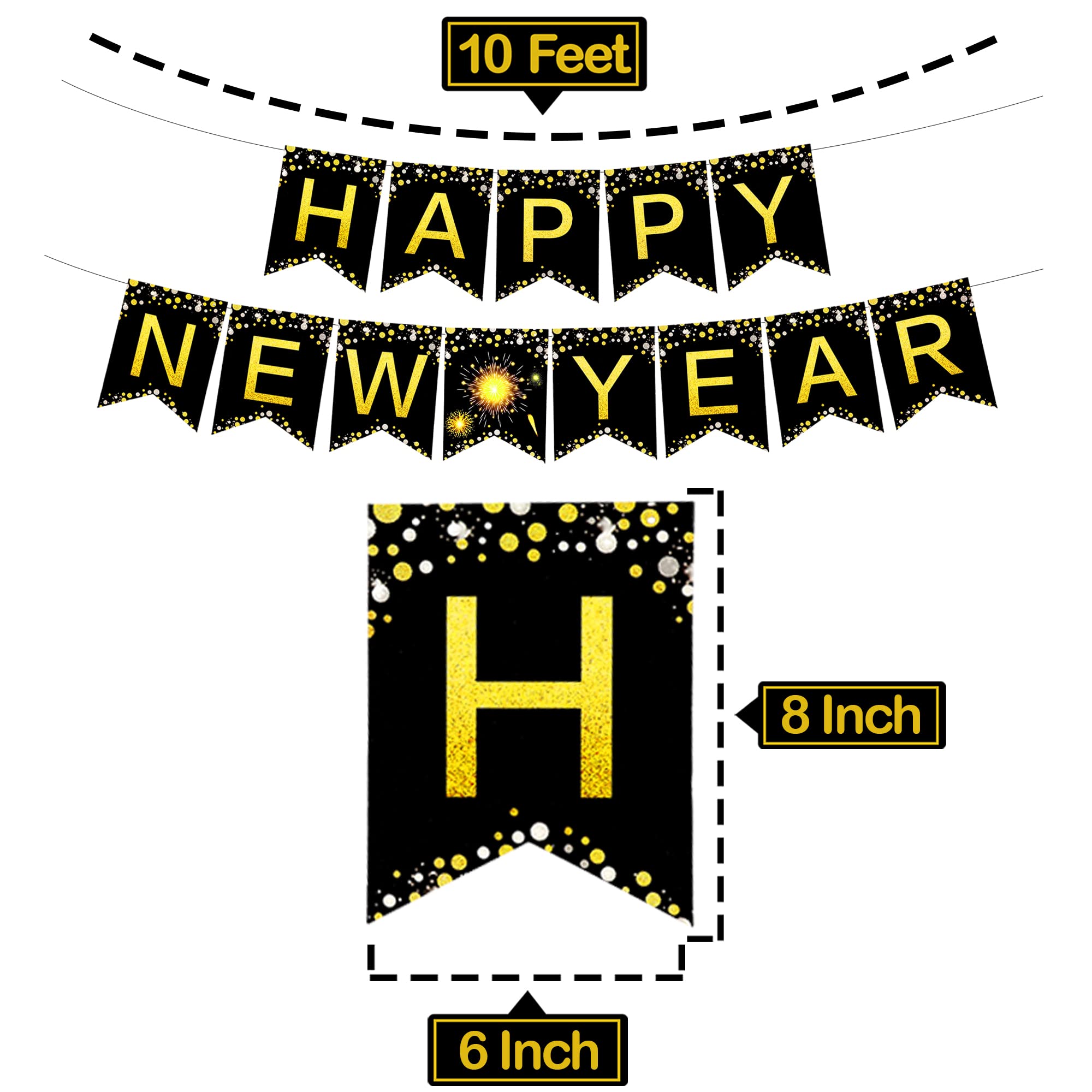KatchOn 2025 Happy New Year Banner - 10 Feet Large No DIY New Year Sign, Party Decorations & Supplies for New Year's Eve Celebrations | Perfect for Home, Office & Festive Events