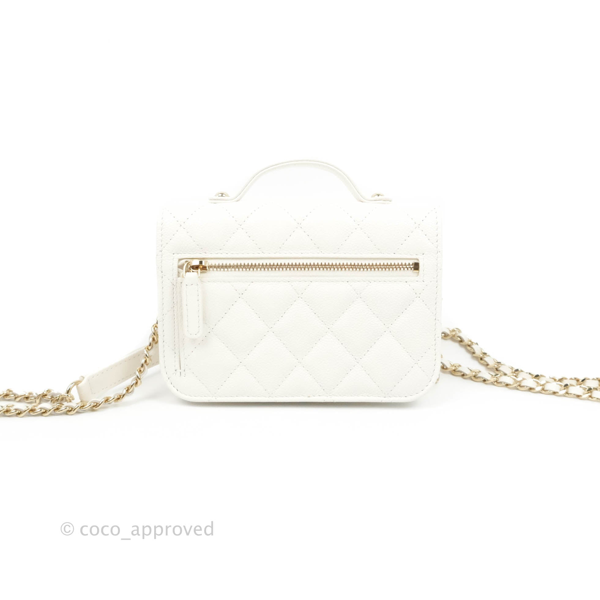 Chanel Business Affinity Clutch Bag with Chain - White Caviar Leather & Gold Hardware - Luxury Crossbody Bag for Women, Perfect for Work, Party & Evening Events