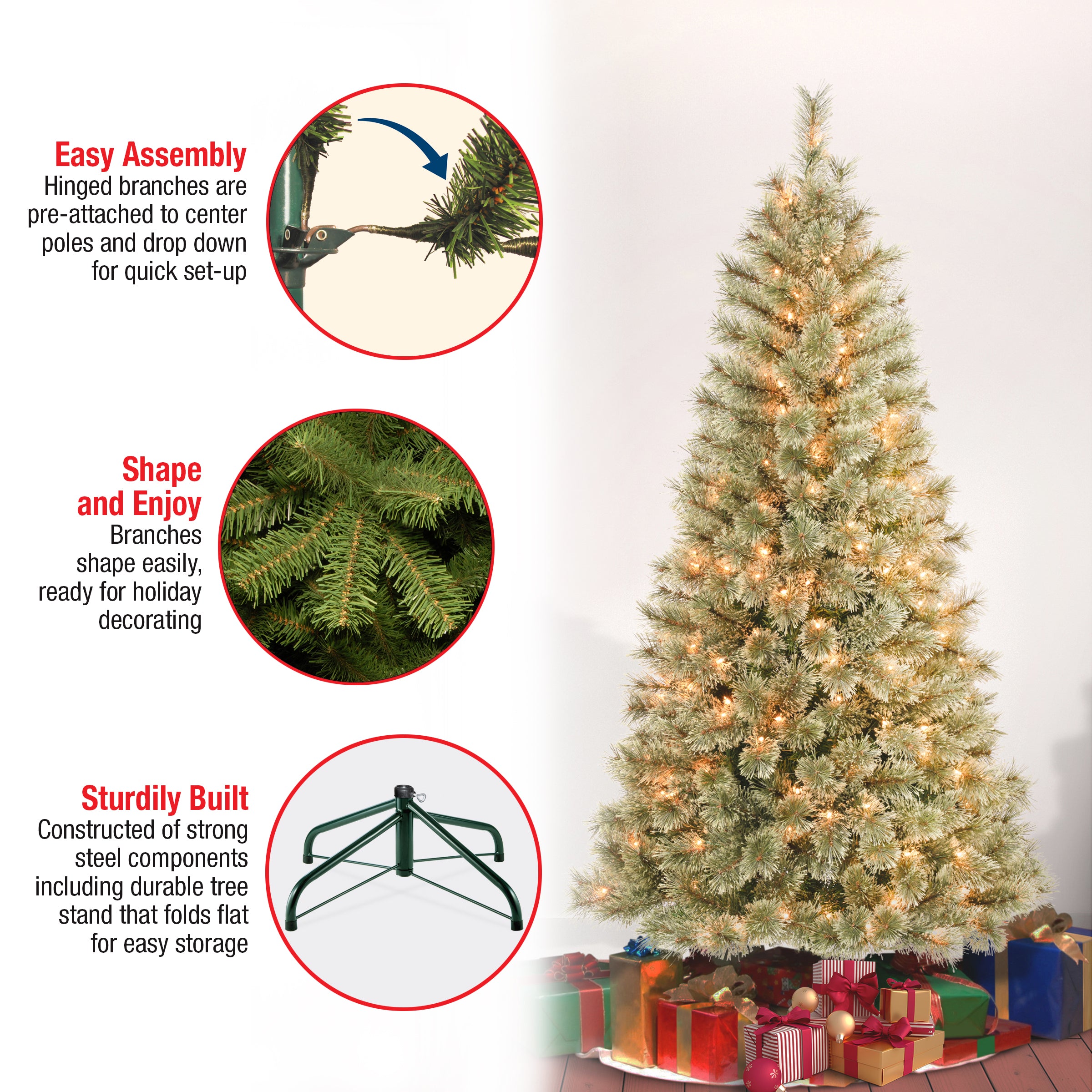 6 ft. Pre-Lit Arcadia Pine Cashmere Artificial Christmas Tree with Clear Lights - Perfect for Home, Office, and Holiday Decorations