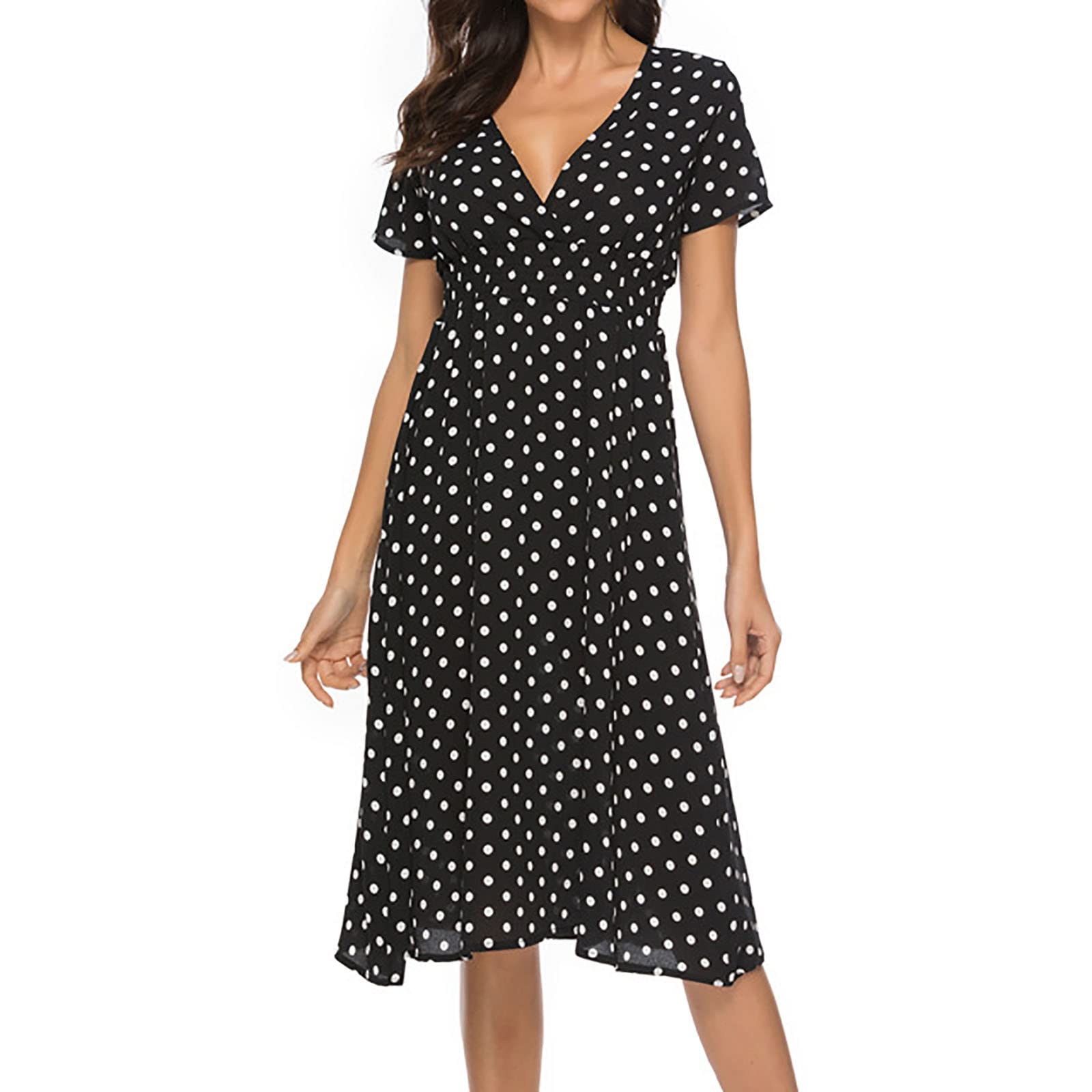 Sexy Hip Wrap V-Neck Bohemian Beach Dress - Women's Short Sleeve Printed T-Shirt for Summer, Vacation & Casual Wear | Activewear & Lounge Outfit #578