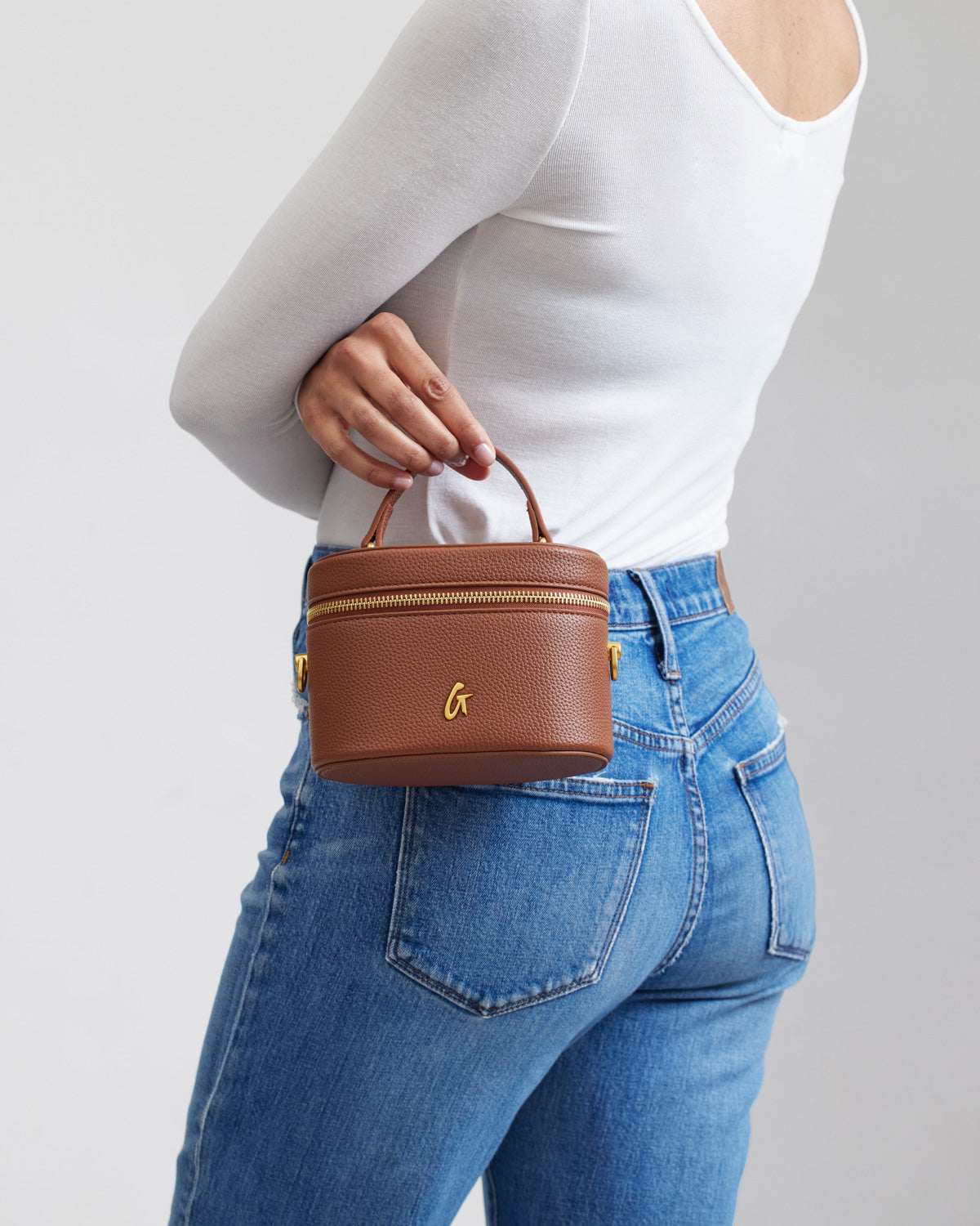 Mini Pebble Vanity Bag - Stylish Brown Leather Cosmetic Pouch for Women | Perfect for Travel, Gym & Everyday Essentials