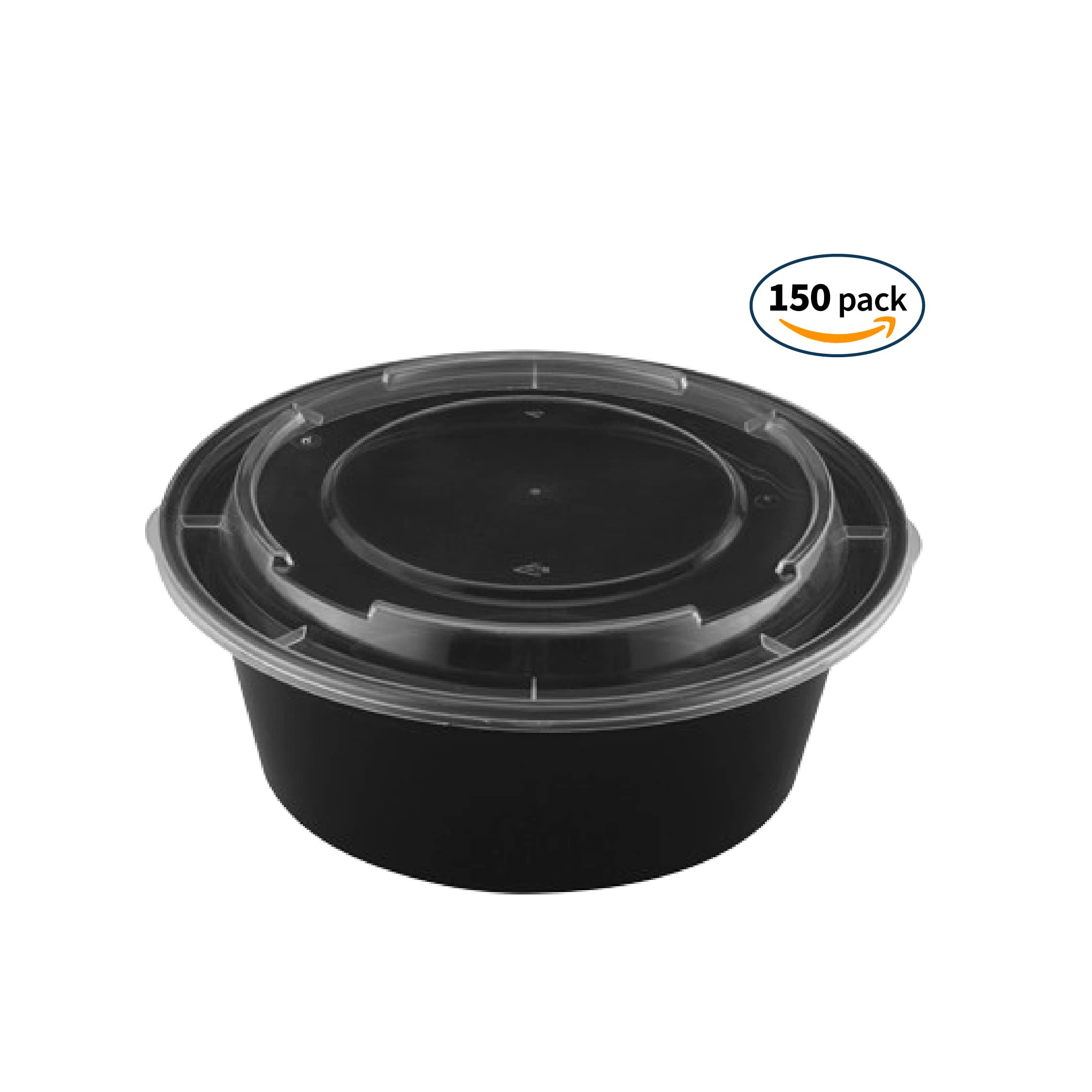 TIYA 40 oz Takeout Food Containers with Lids - 150 Pack Bulk Plastic Storage Bowls - Reusable, Microwavable & Dishwasher Safe - BPA-Free Leak-Proof Round Containers for Meal Prep, Restaurant Leftovers, Picnics & Party Catering