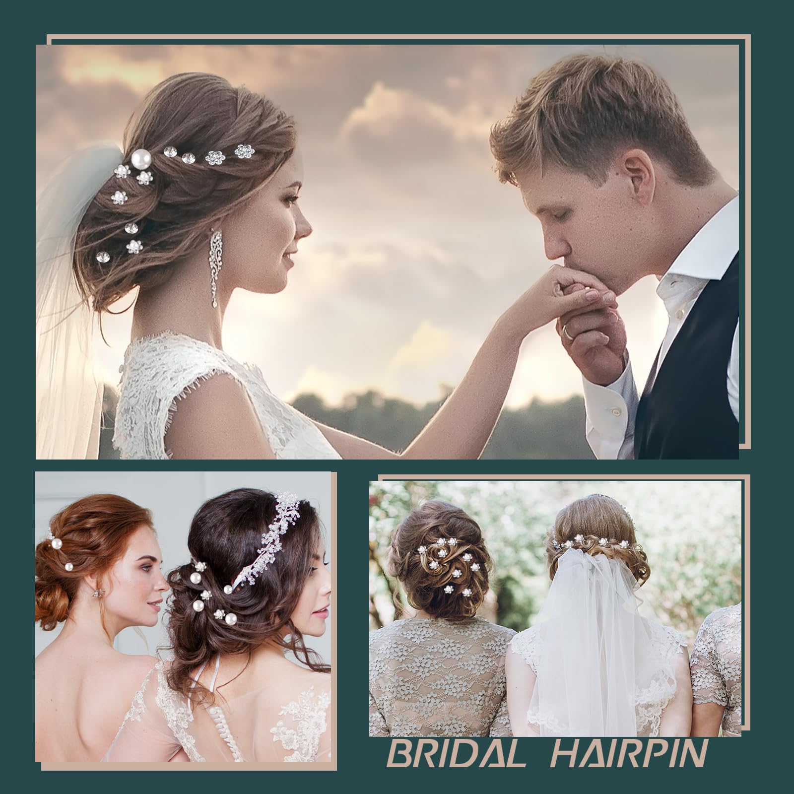 48-Pack Wedding Hair Pins Set - 5 Styles Pearl Rhinestone Crystal Flower Hair Clips & Bridal Hair Accessories for Women | Perfect for Weddings, Prom, Parties & Special Occasions