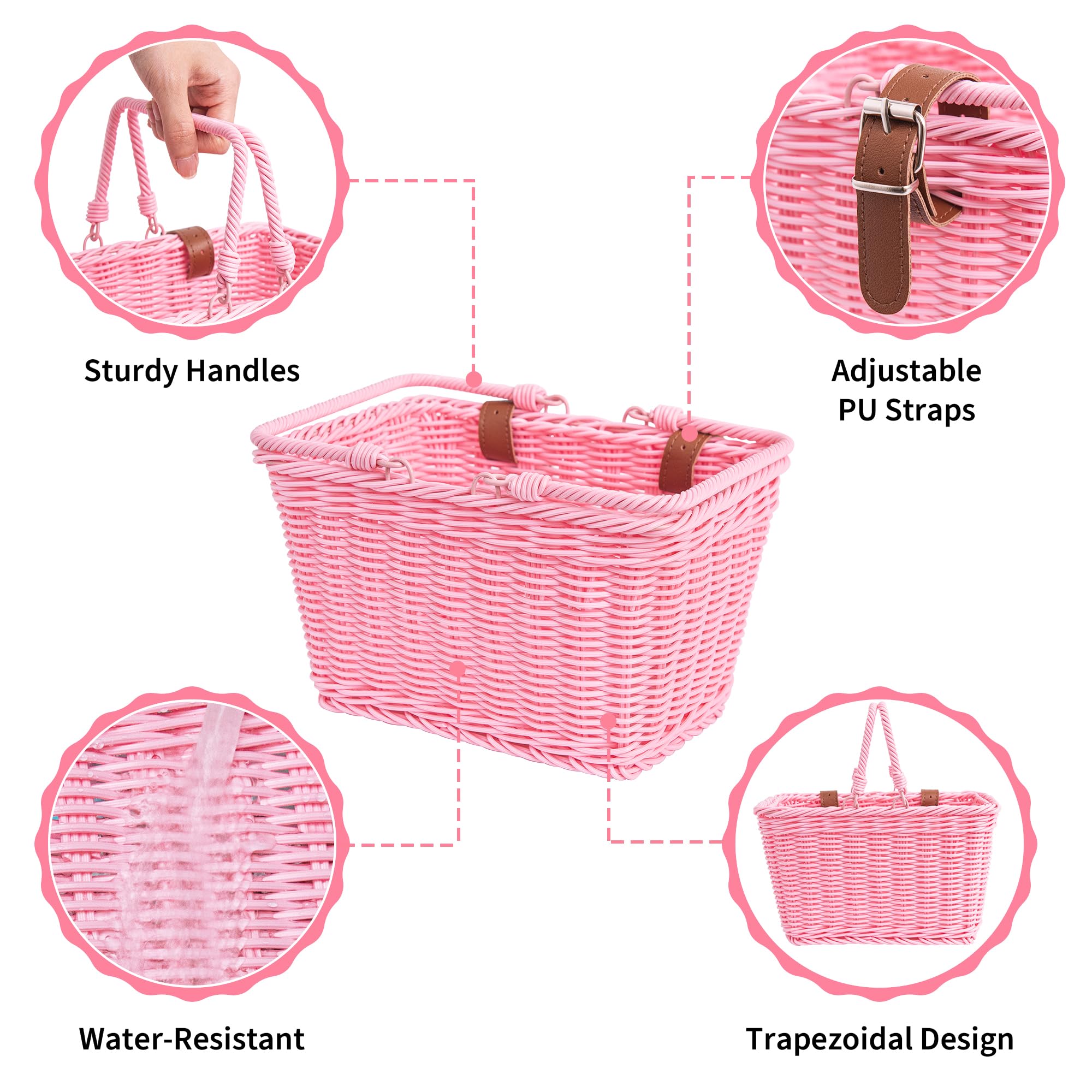 GRANNY SAYS Kids Bike Basket - Front Wicker Bicycle Basket for Boys & Girls, 9.75