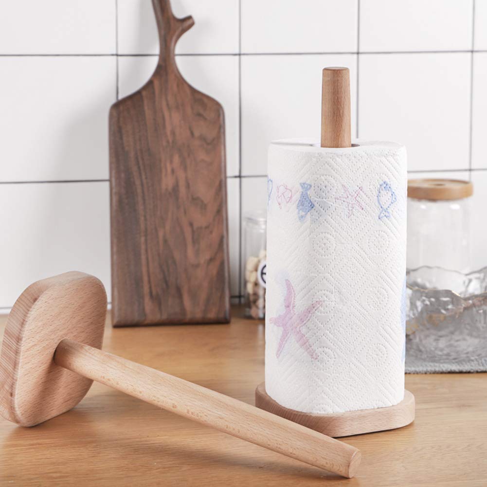 Wooden Paper Towel Holder Stand - Countertop & Cabinet Organizer for Kitchen & Bathroom | Square Base Design | Perfect for Home, Office & Restaurant Use