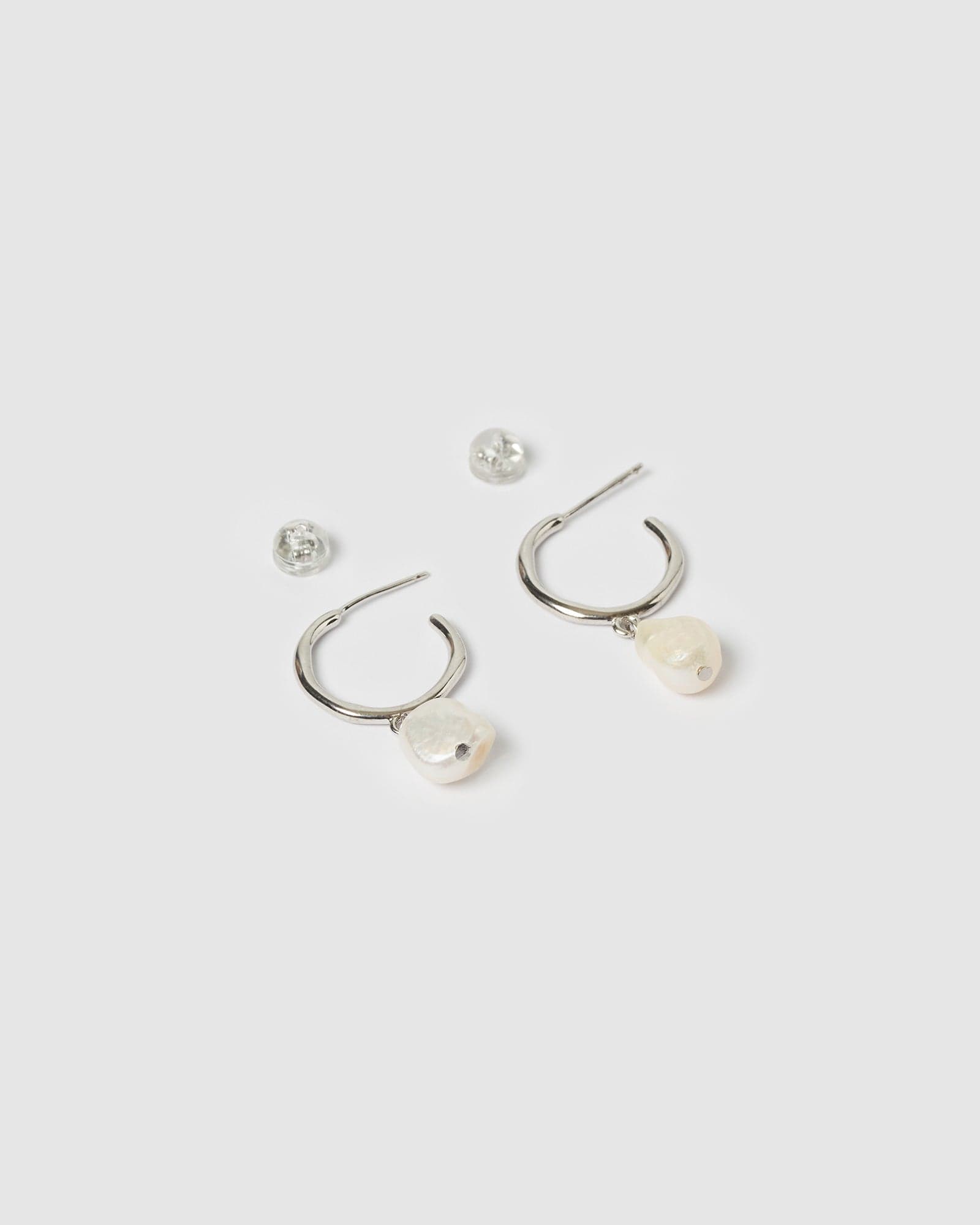 Izoa Enlighten Mini Hoop Earrings - Sterling Silver with Freshwater Pearl - Elegant Jewelry for Women, Perfect for Everyday Wear, Office & Special Occasions