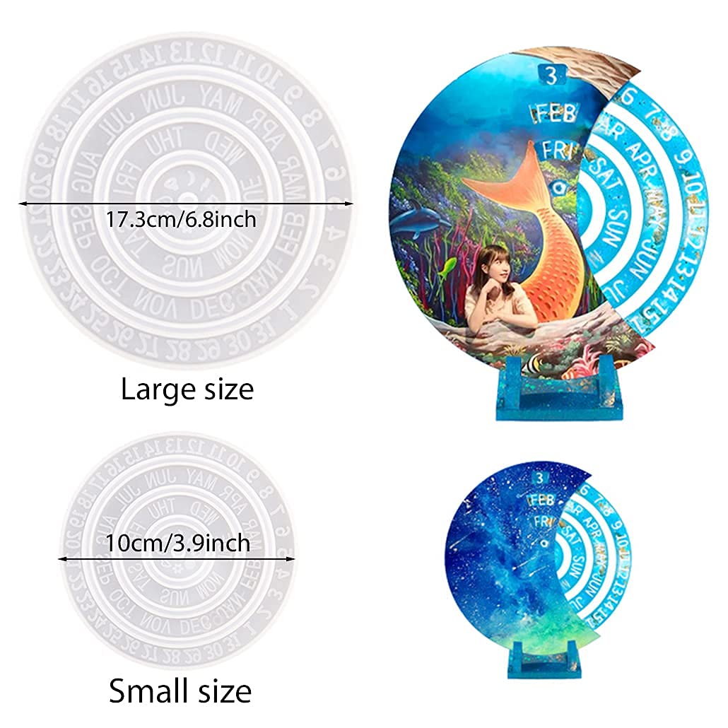 KyeeaDIY 3-Piece Rotatable Moon Phase Resin Molds Set - Perpetual Calendar Silicone Molds for Epoxy Casting, DIY Wall Art & Home Decor (Large Moon) | Perfect for Crafting, Gift Making & Boho Home Decoration