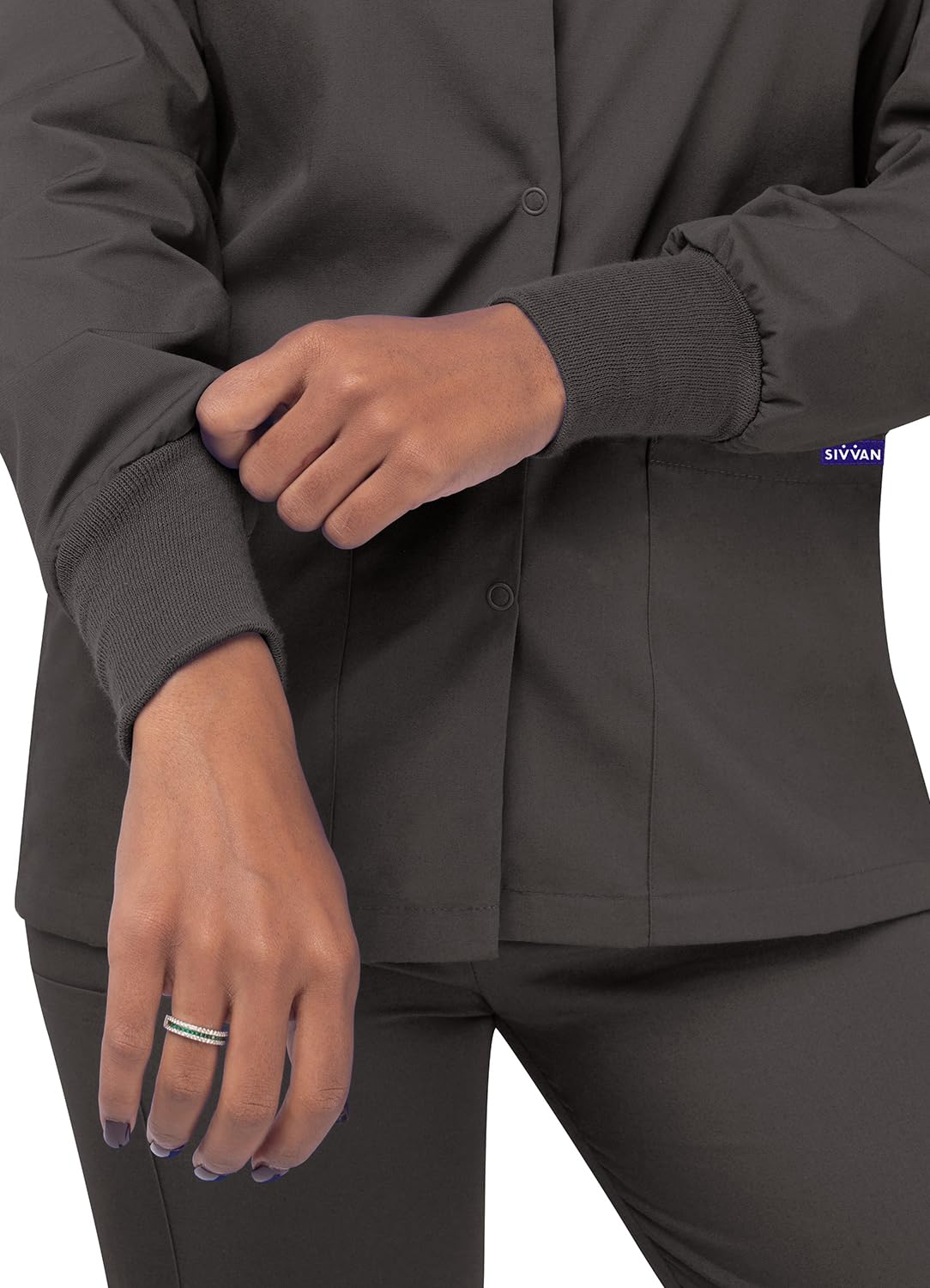 Sivvan Women's Warm-Up Jacket with Front Snap - Comfortable & Stylish Scrub Top for Nurses, Doctors & Healthcare Professionals - Perfect for Clinics, Hospitals & Medical Workwear