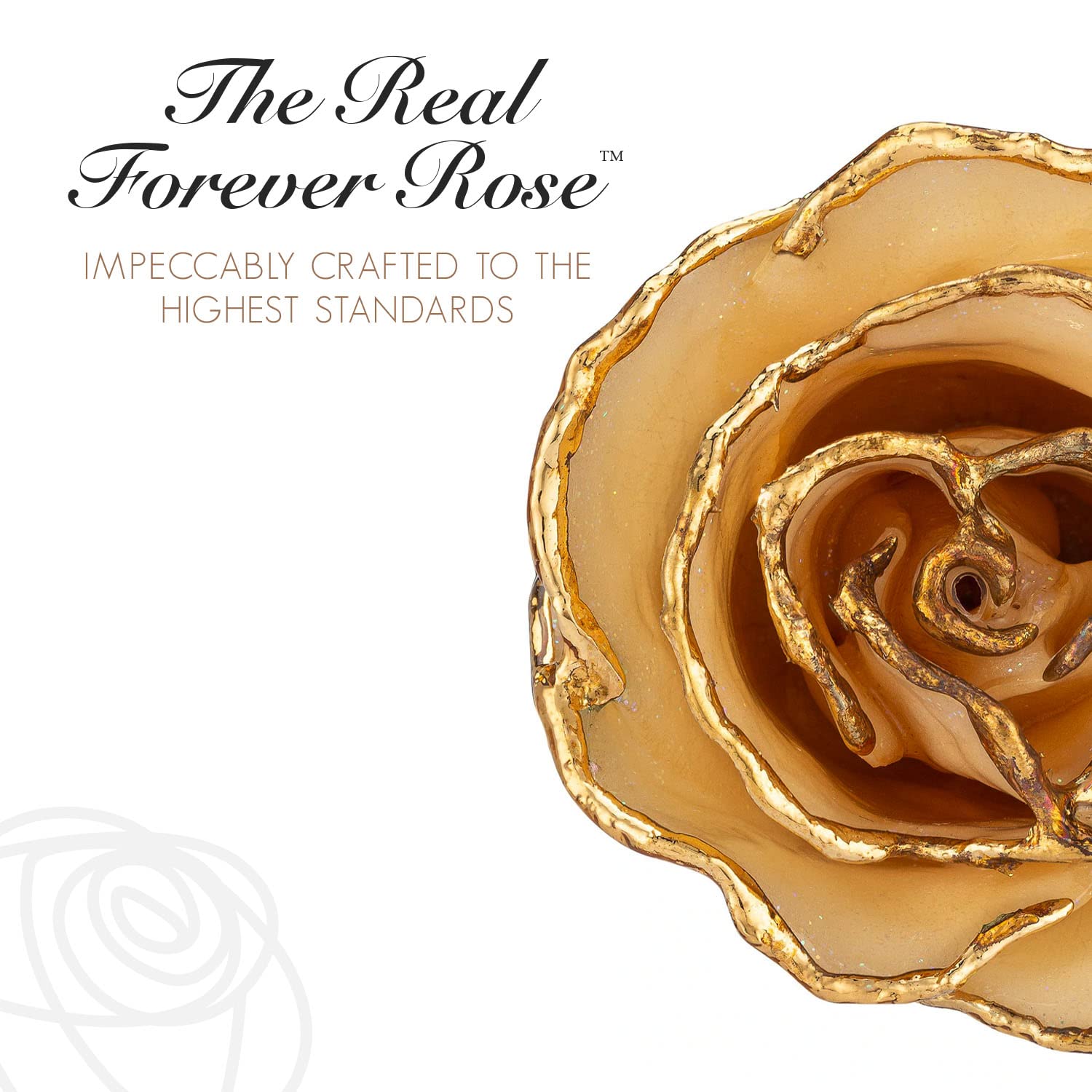 24K Gold Dipped Real White Rose with Diamond - April Birthstone Gift, 11-12