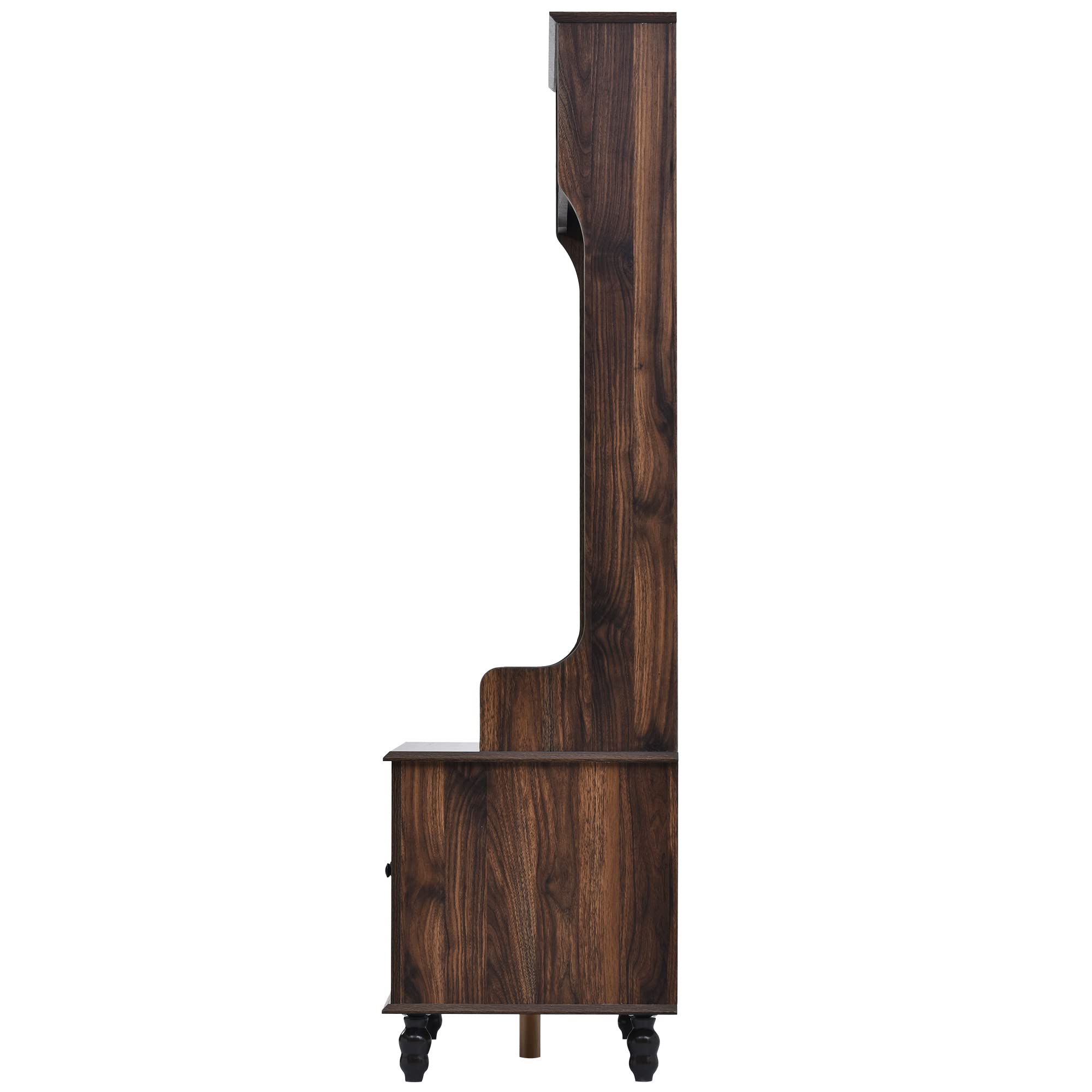 Modern Hall Tree with 4 Hooks & Storage Bench - Wooden Entryway Coat Rack with 2 Open Shelves, 4-in-1 Space Saving Design for Hallway, Foyer or Mudroom - Perfect for Organizing Coats, Shoes & Accessories