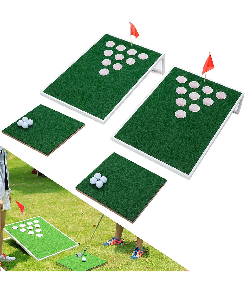 SPRAWL Golf Pong Cornhole Set - Fun Outdoor Chipping Game for Backyard, Tailgate & Beach Parties | Perfect for Golf Lovers & Man Cave Decor | Great for BBQs, Picnics & Outdoor Gatherings