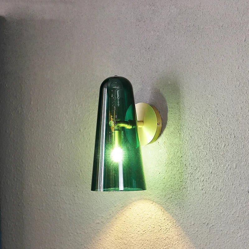 Verdant Glow Modern Glass Wall Sconce - Energy Efficient LED Wall Light Fixture for Bedroom, Living Room & Hallway Decor