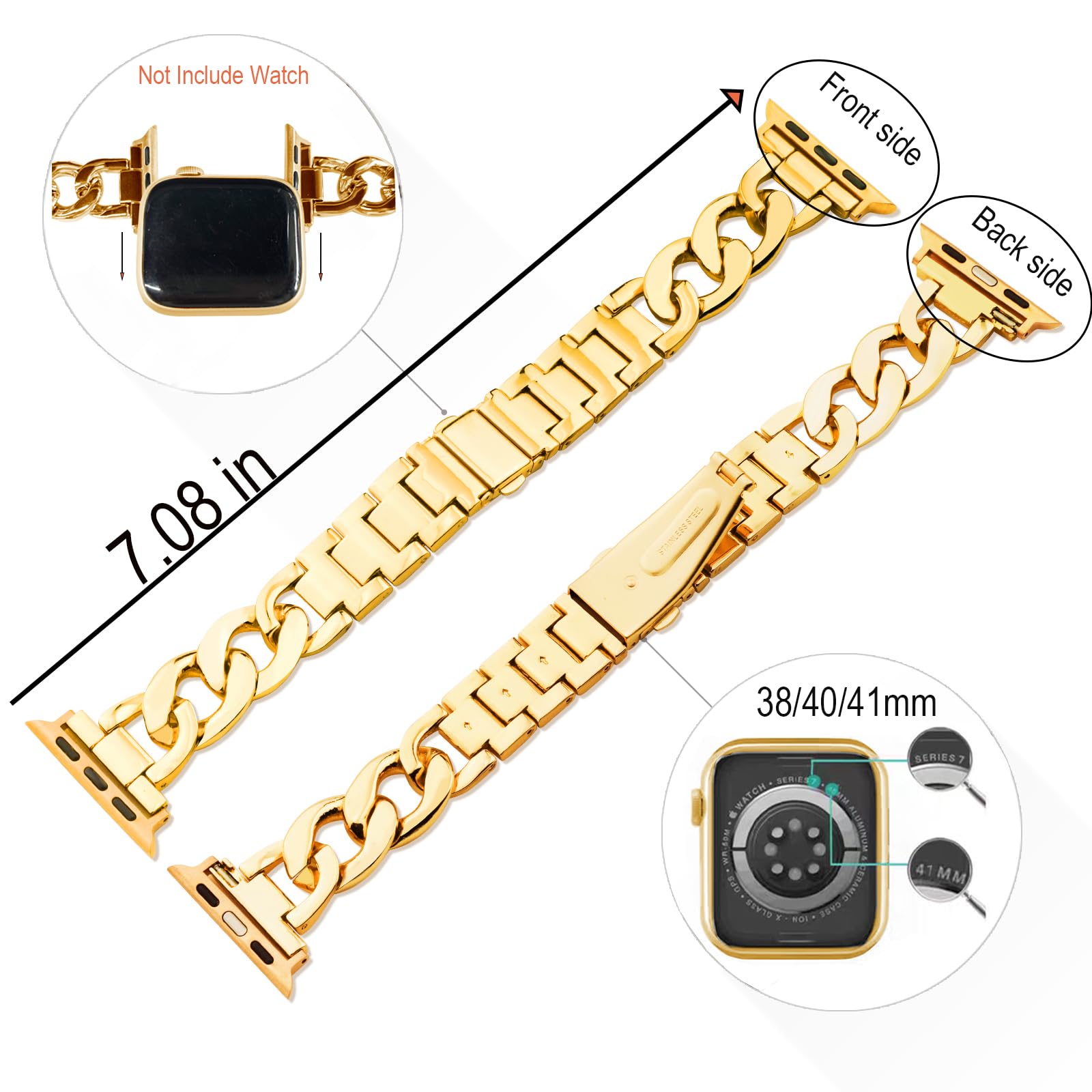 Kolgios 38mm 40mm 41mm 42mm 44mm 45mm 46mm Women's Fashion Smartwatch Band - Compatible with Apple Watch Series 10/9/8/7/6/SE/5/4 - Stylish Replacement Strap for iWatch - Perfect Gift for Her - Ideal for Workouts, Office Wear & Everyday Fashion Accessory