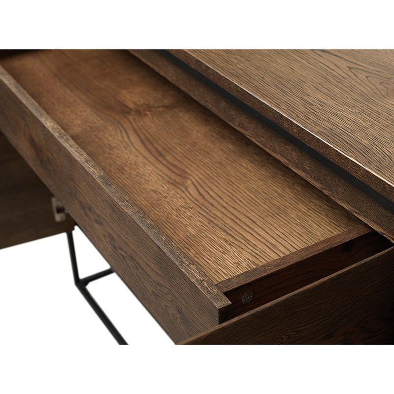 RIVOLI Sideboard Buffet Cabinet 61 Inch - Modern Smoked Oak & Black Finish - Perfect for Dining Room Storage, Living Room Organization, and Entryway Decor