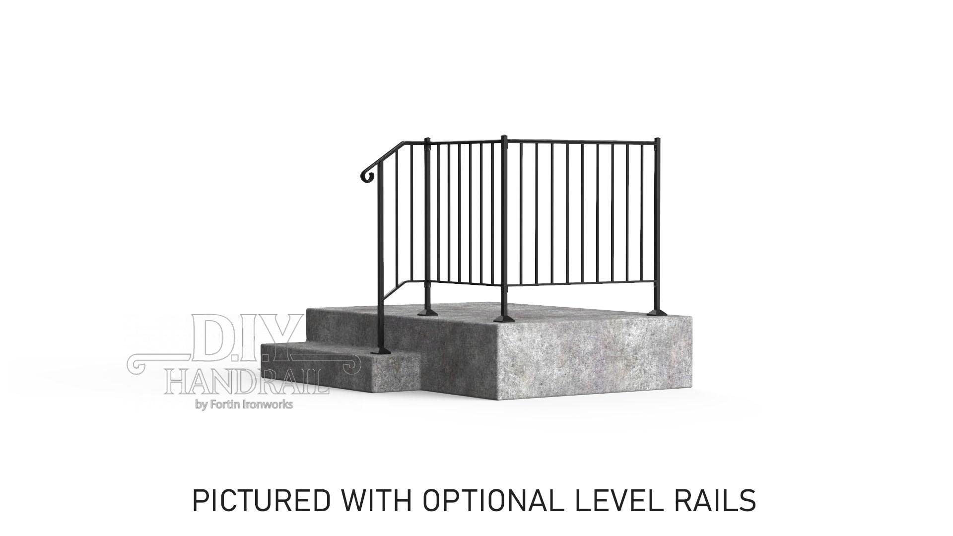 Fortin Ironworks Wrought Iron DIY Handrail - Newel #1 with Wood/Composite Deck Fastener Kit | Outdoor Stair Railing for Decks, Porches & Balconies | Easy Installation Home Improvement Project