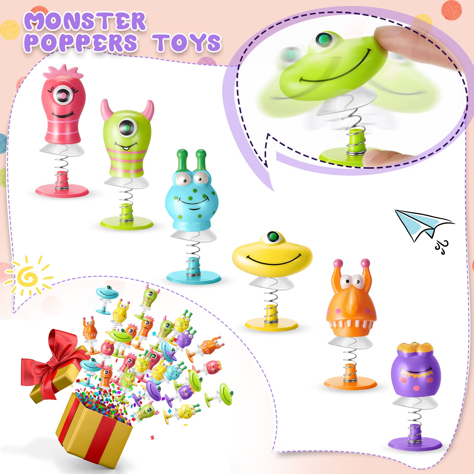 Deekin 150-Piece Big Eye Animal Spring Launcher Toys - Jumping & Bouncy Fun for Kids, Boys & Girls - 6 Adorable Styles - Perfect for Classroom Prizes, Party Favors, Goodie Bags & Outdoor Play