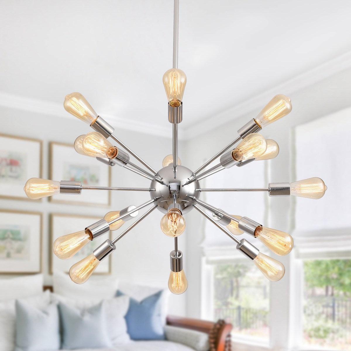 Cordell 18-Light Chrome Sputnik Sphere Chandelier - Modern Ceiling Lighting Fixture for Dining Room, Living Room & Bedroom