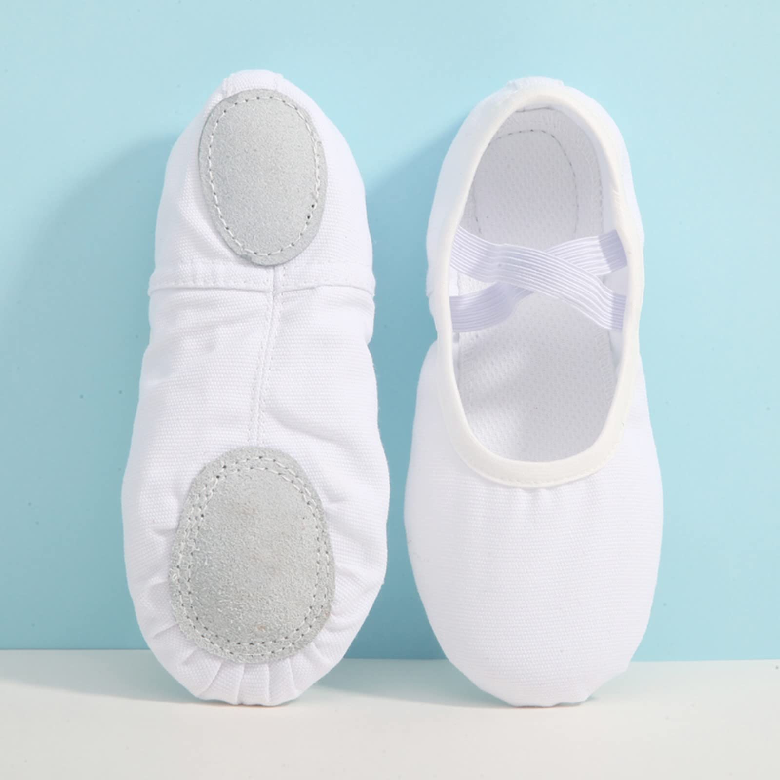 **Girls' Ballet Dance Shoes - Soft & Warm Toddler Ballet Slippers for Indoor Performance, Yoga, and Practice (White, Size 3.5-4 Years) - Perfect for Recitals, Studio Classes & Playtime**