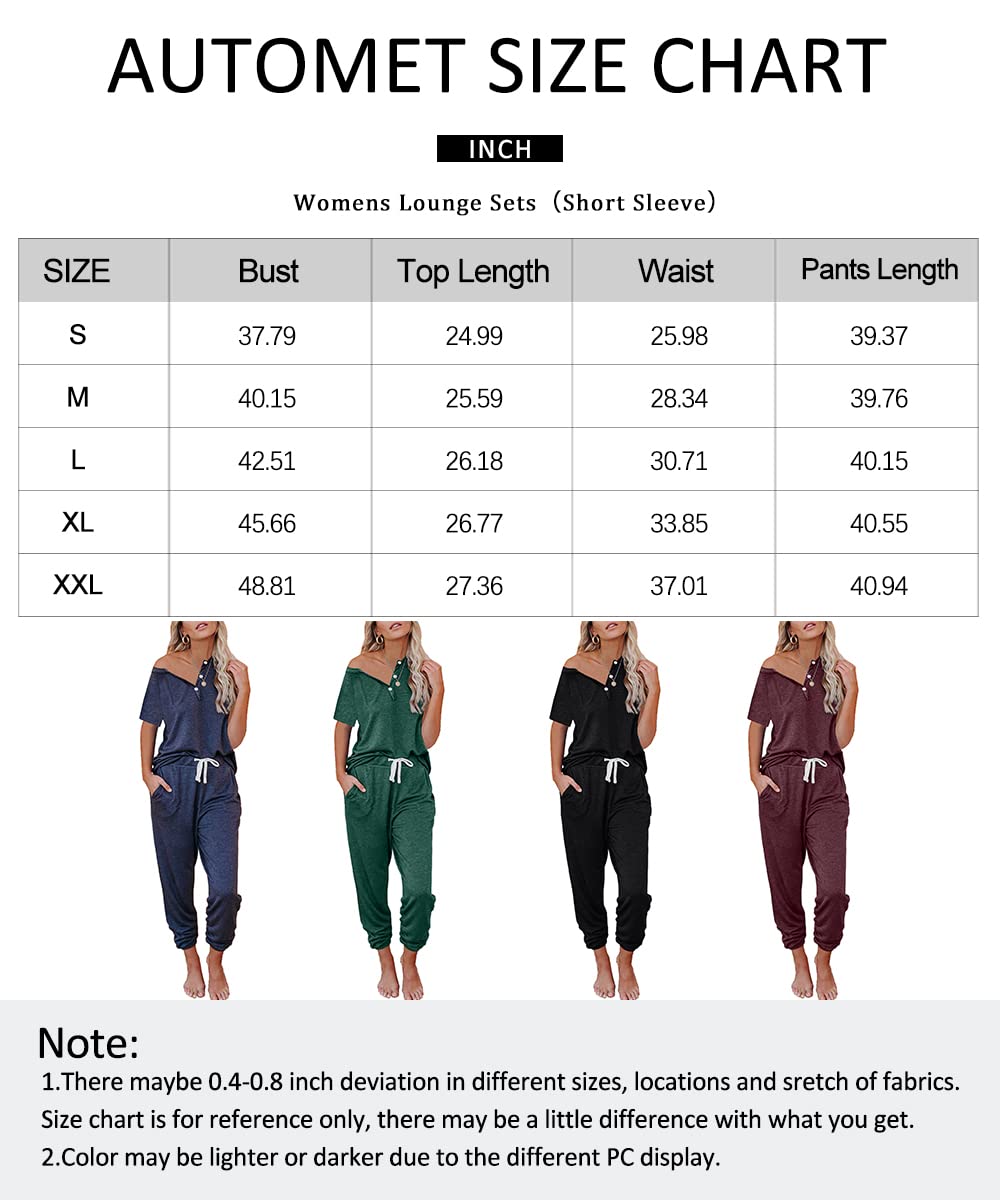 AUTOMET Women's 2-Piece Pajama Set - Soft Summer Lounge Wear with Comfortable Sweatpants - Perfect for Sleepwear, Loungewear & Relaxing at Home