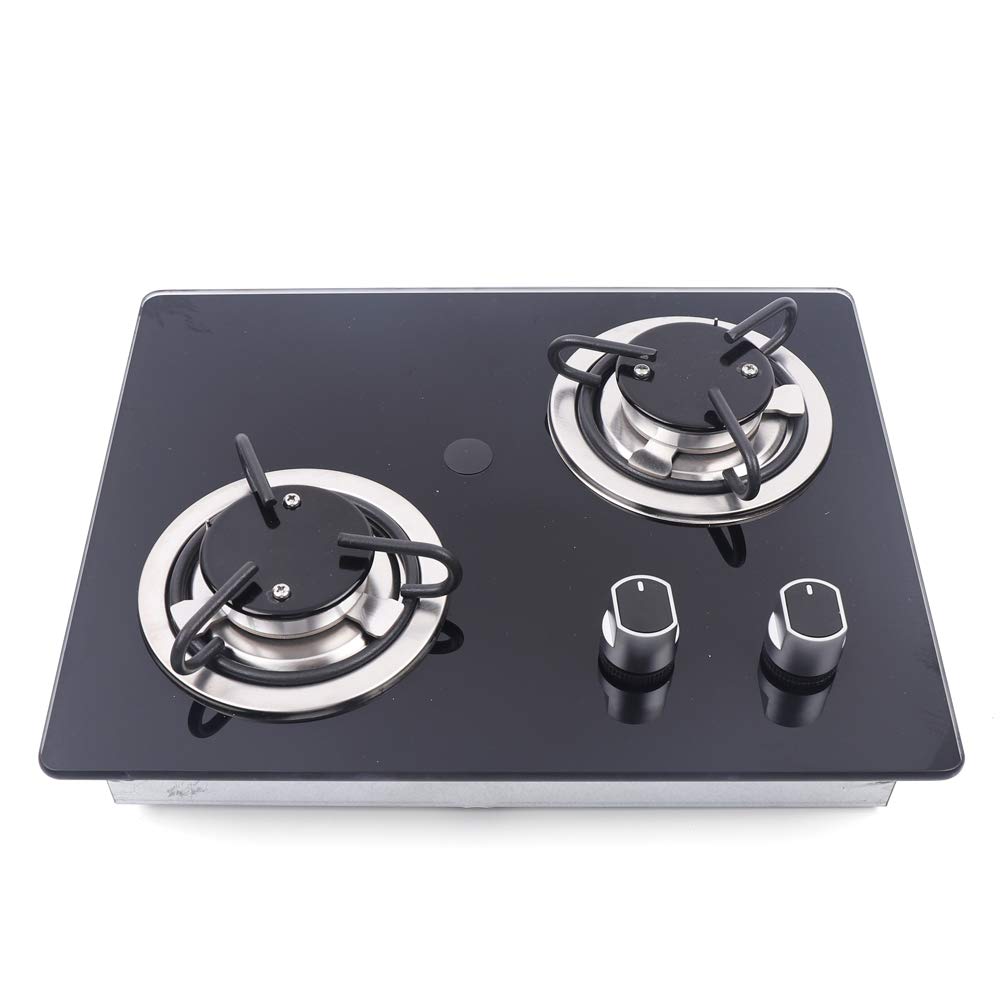 Portable 2 Burner LPG Gas Stove for RV & Camping - 380x300x70mm Compact Size with Tempered Glass Top - Perfect for Outdoor Cooking, Picnics & Road Trips