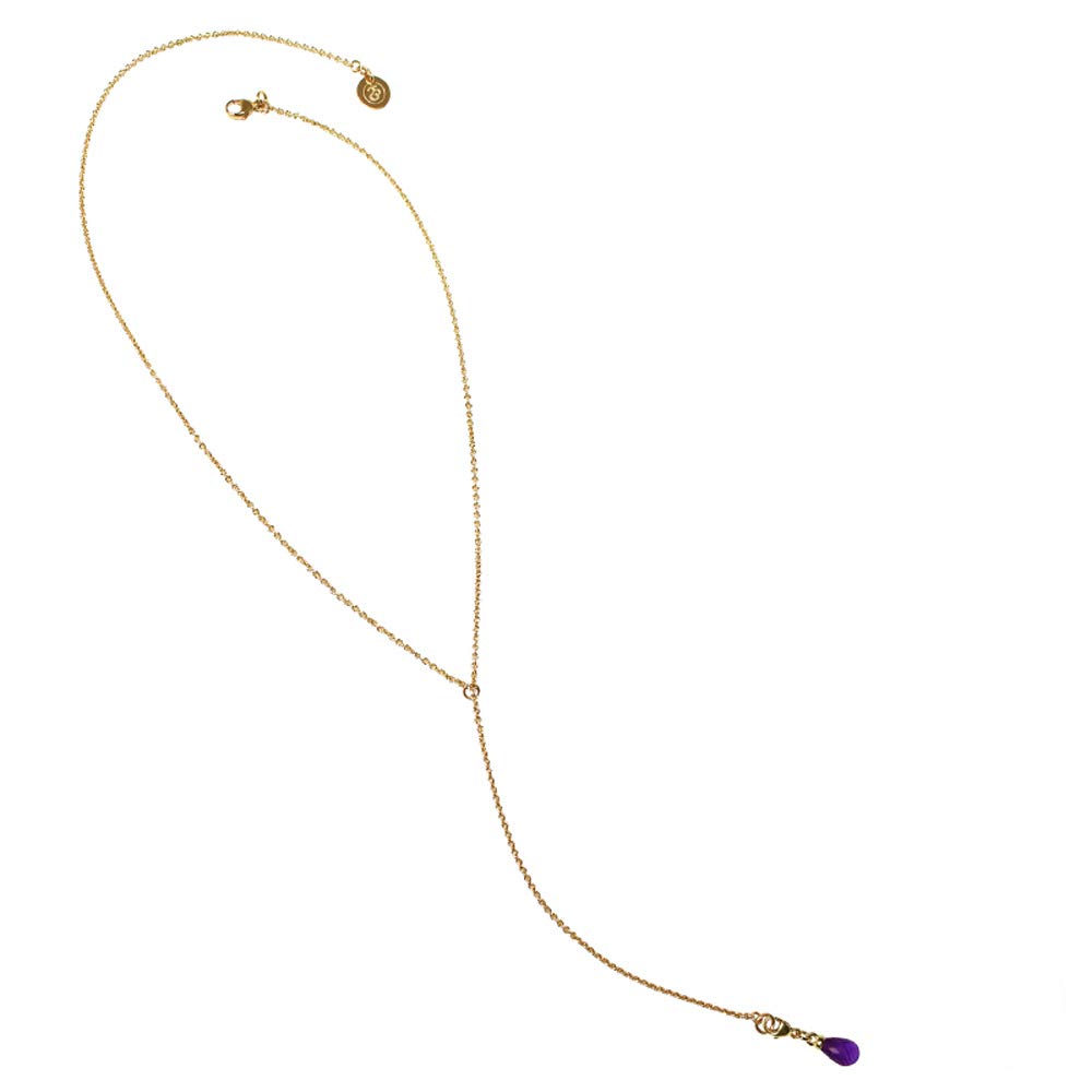 Exquisite Yellow Gold & Amethyst Lariat Necklace - Elegant Jewelry Gift for Women, Mothers, Wives, Girlfriends | Perfect for Anniversaries, Birthdays & Special Occasions