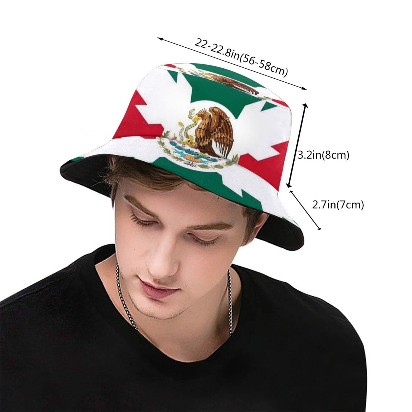 Stylish Mexico Mexican Flag Bucket Hat - Summer Travel Beach Sun Hat for Men & Women - Foldable Outdoor Fisherman Cap - Perfect for Vacations, Festivals & Beach Parties