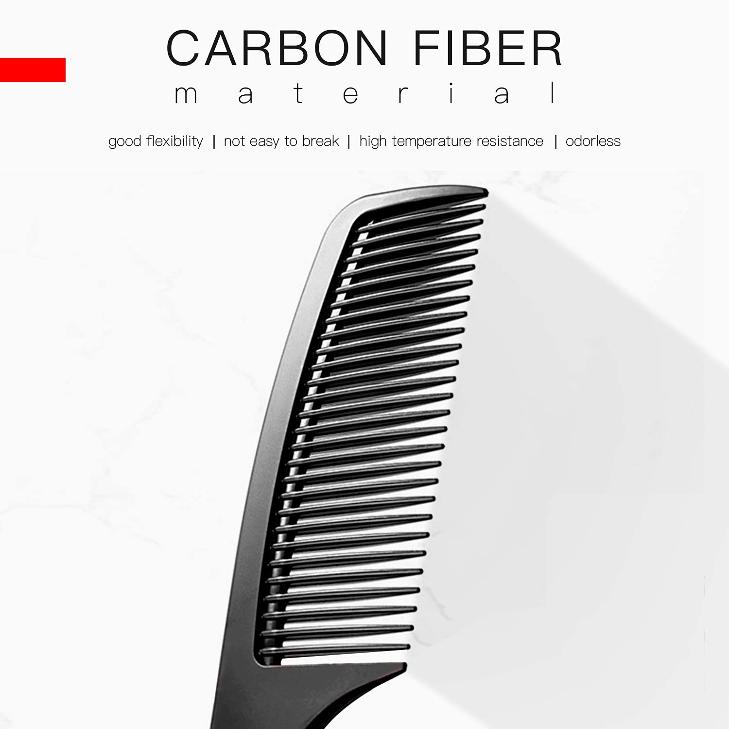 Professional Carbon Fiber Detangling Comb with Round Teeth - Ergonomic Handle for Smooth Hair Styling, Cutting & Barber Use - Perfect Travel Hair Comb for Men & Women - Salon, Home & On-the-Go Grooming Essential