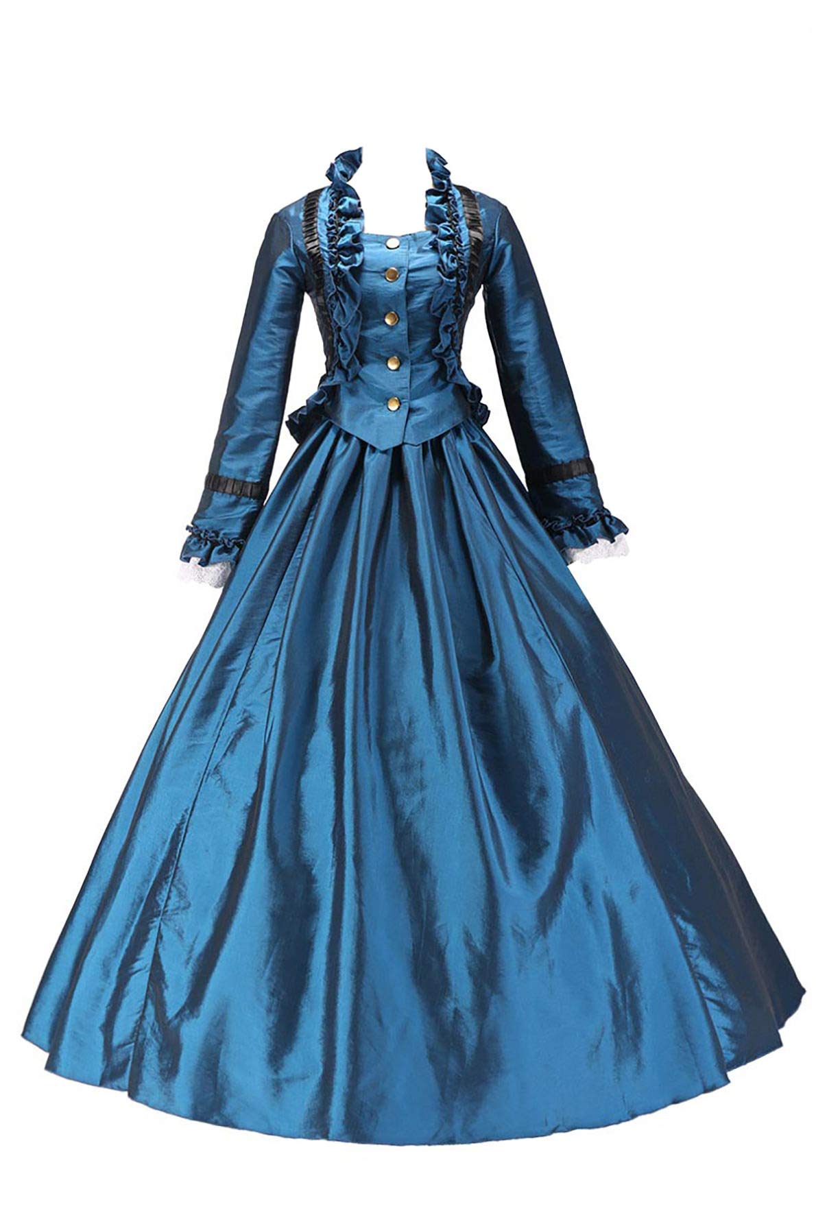 Authentic Civil War Era Victorian Gown - Vintage 1860s Historical Reenactment Dress with Lace Details | Perfect for Period Costume Events, Themed Balls & Victorian Weddings